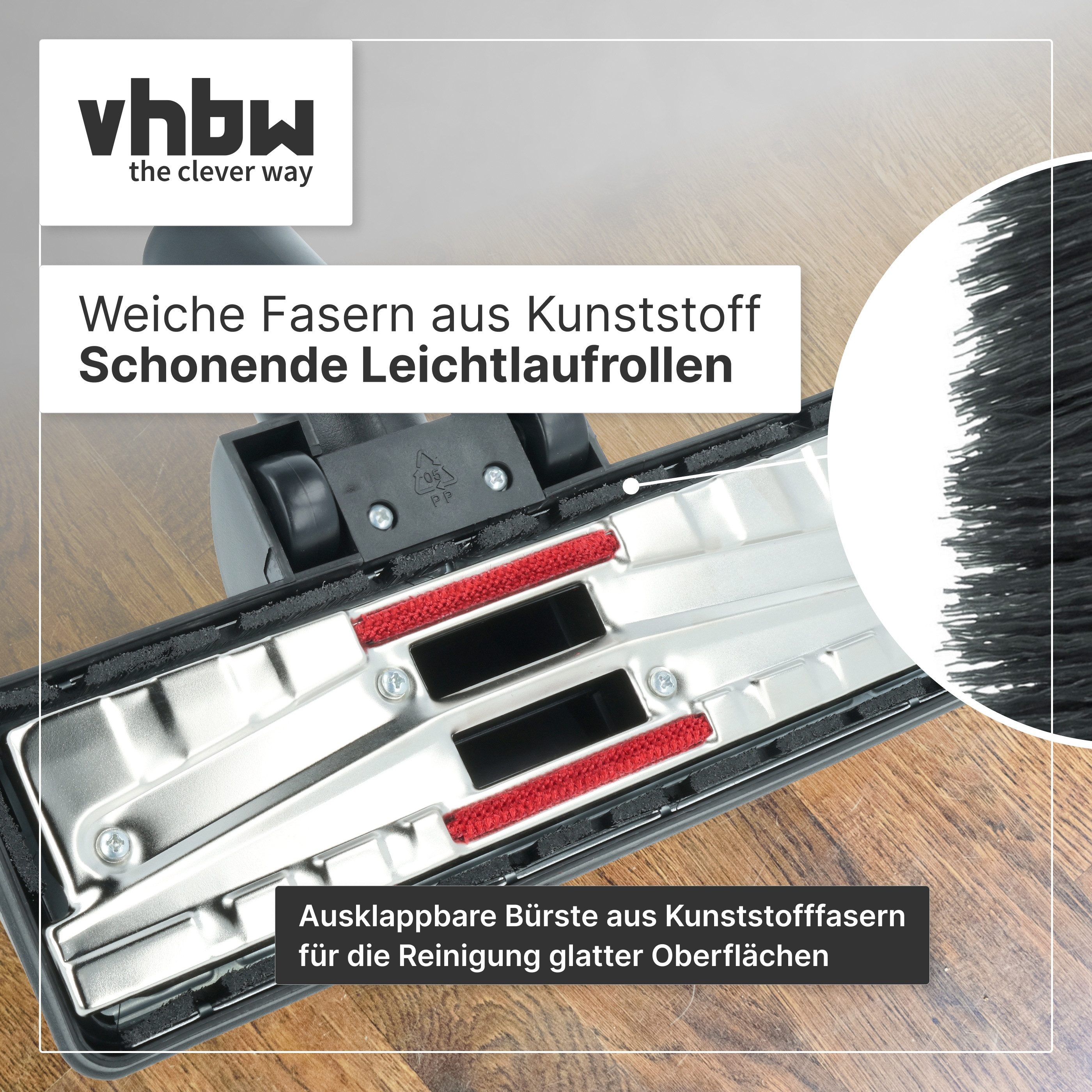 vhbw Bodendüse passend für Siemens VS57A20, VS57A44RU/06, VS55E81, VS57A83, VS55E20/0, Kombidüse für Bodenstaubsauger – Bild 4 von 5
