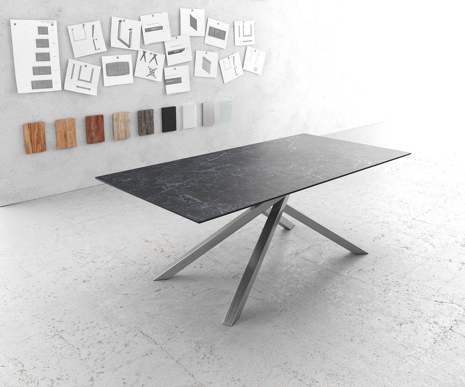DELIFE Esstisch Edge, Keramik Laminam® Nero günstig online kaufen