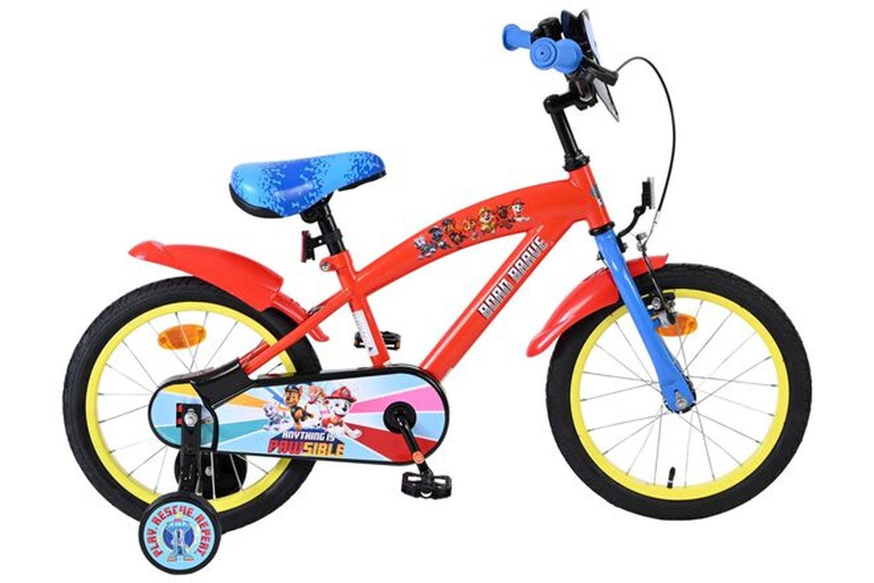 Volare Kinderfahrrad Paw Patrol Kinderfahrrad - Jungen - 16 Zoll - Rot Blau