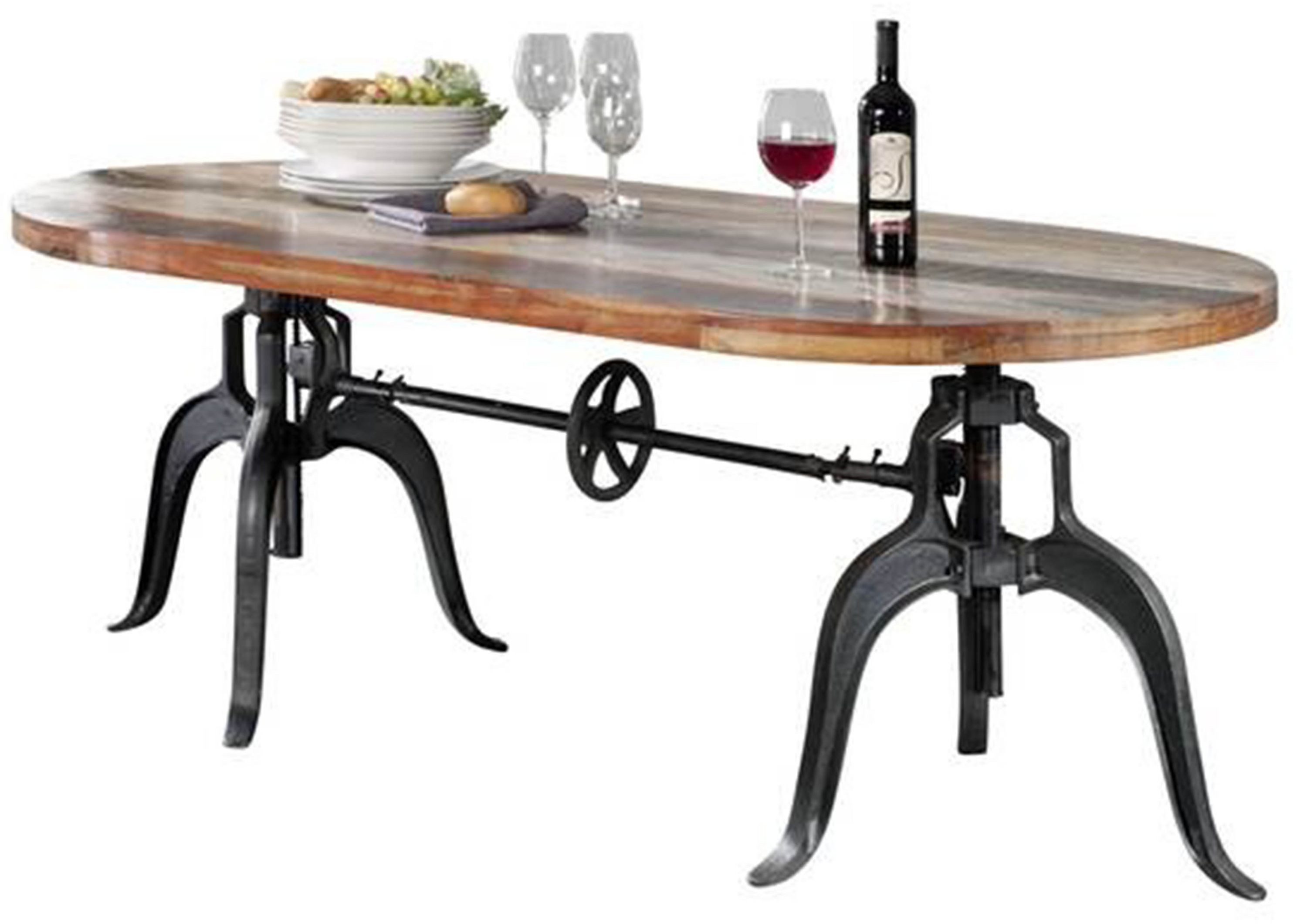Massivmoebel24 Esstisch INDUSTRIALAltholzMassivholzmehrfarbig (Massivholz zerlegt 84 kg INDUSTRIAL #04), Altholz 180x100x75 cm (BxTxH) mehrfarbig lackiert