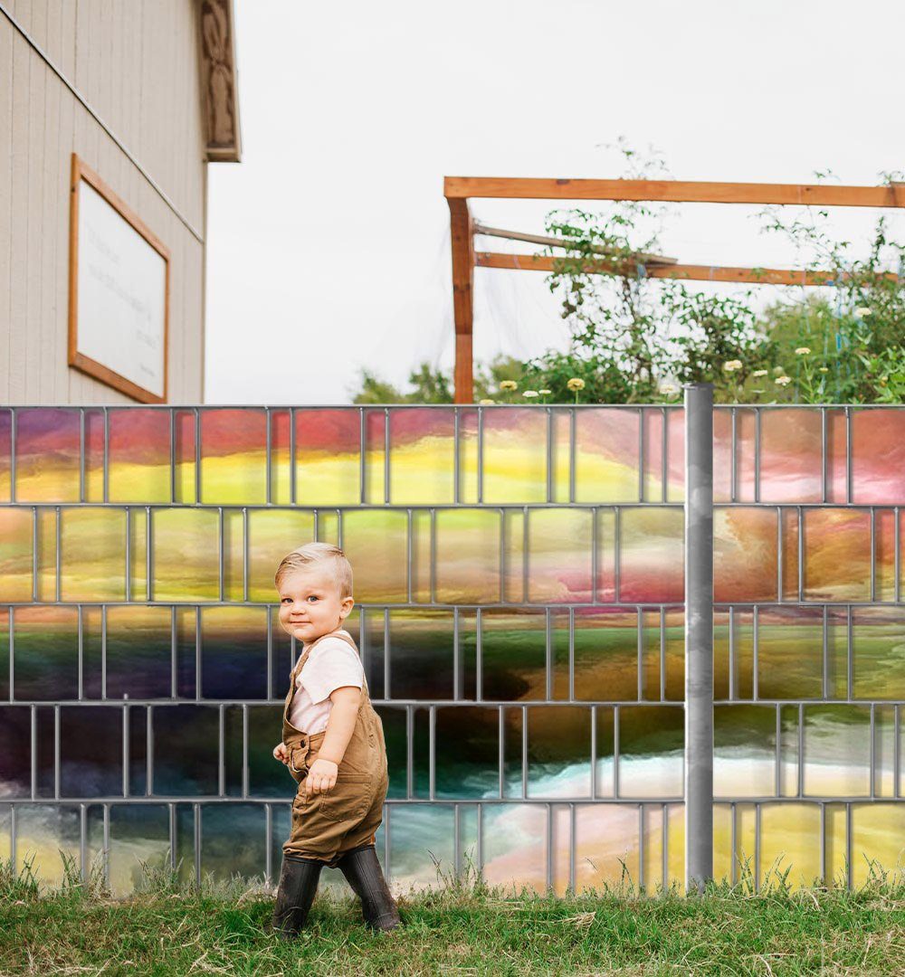 Thumbnail - MyMaxxi Sichtschutzstreifen Sichtschutzstreifen Bunte Horizont Malerei Sichtschutz Garten Zaun, (Bunte Horizont Malerei)