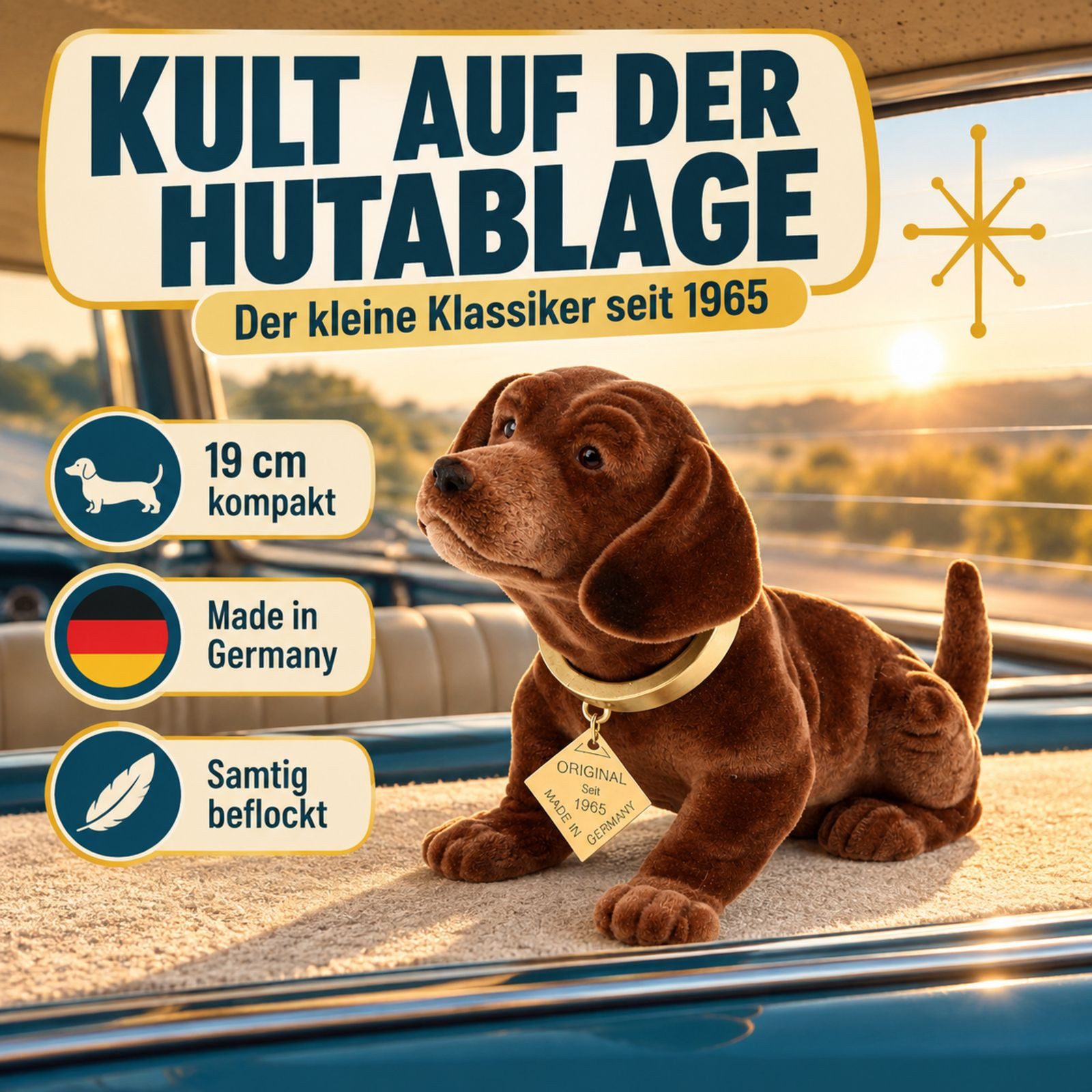 Kremers Schatzkiste Dekofigur Original Wackeldackel klein Wackelhund 19cm Auto Hutablage von Rakso – Bild 2 von 5