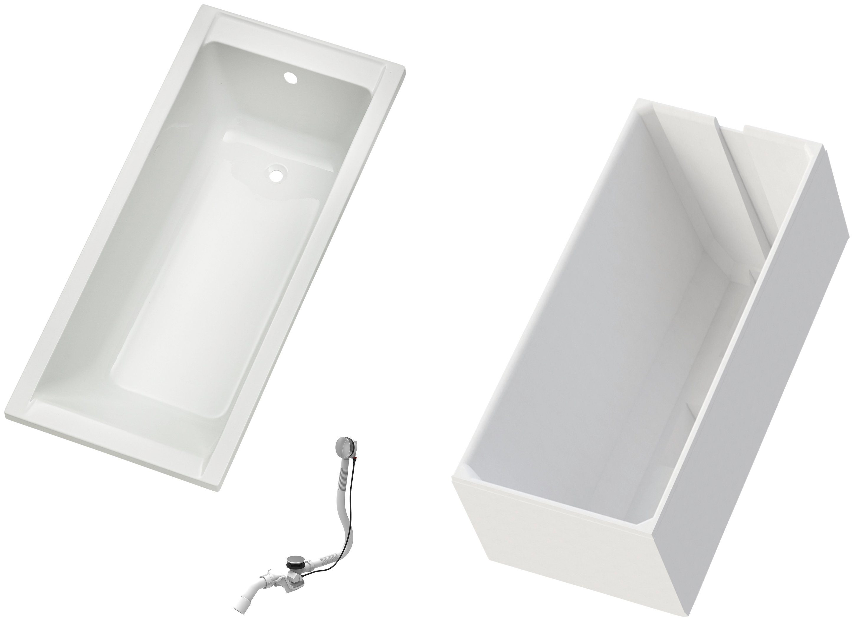OTTOFOND Badewanne Set Körpferformbadewanne, (3-tlg), 1400/700 mm, Körperformbadewanne