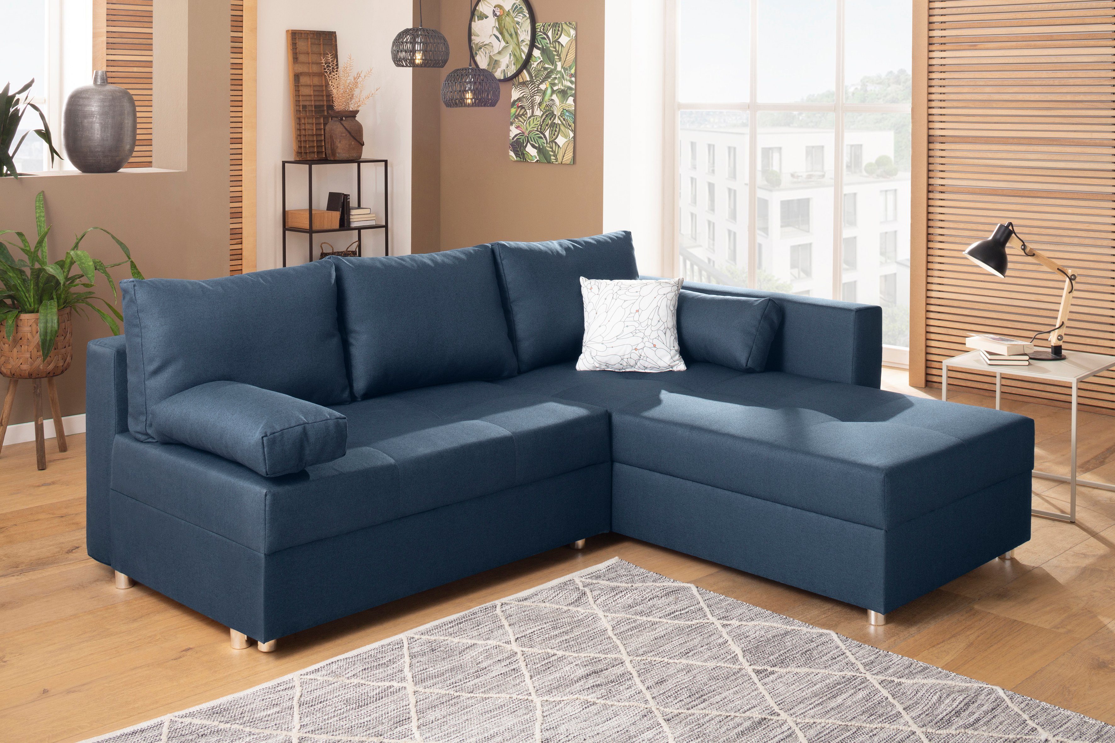 Home affaire Ecksofa Italia L-Form, mit Bettfunktion und Bettkasten, Federkern-Polsterung