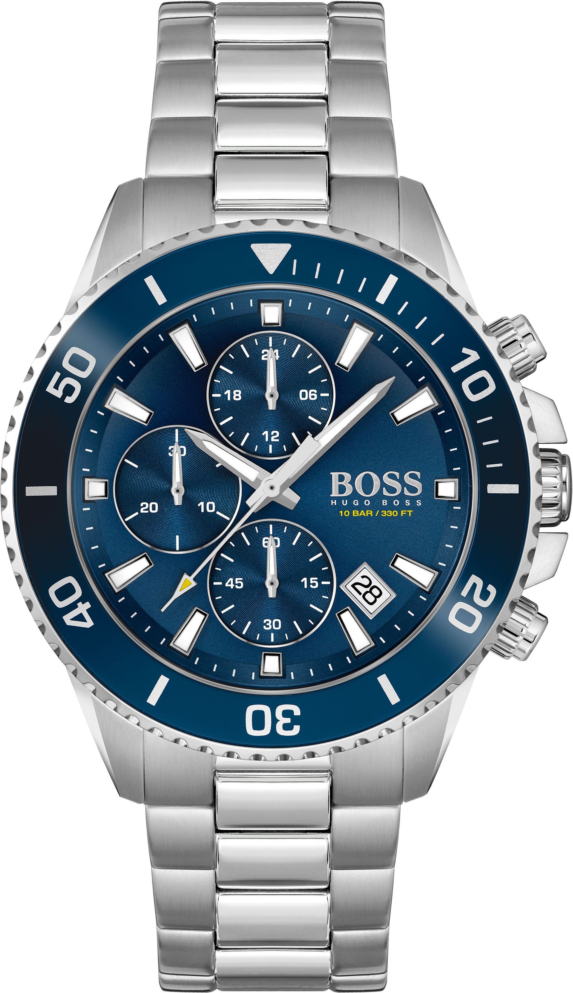 BOSS Chronograph Admiral, 1513907, Quarzuhr, Herrenuhr, Armbanduhr, Stoppfunktion, Datum