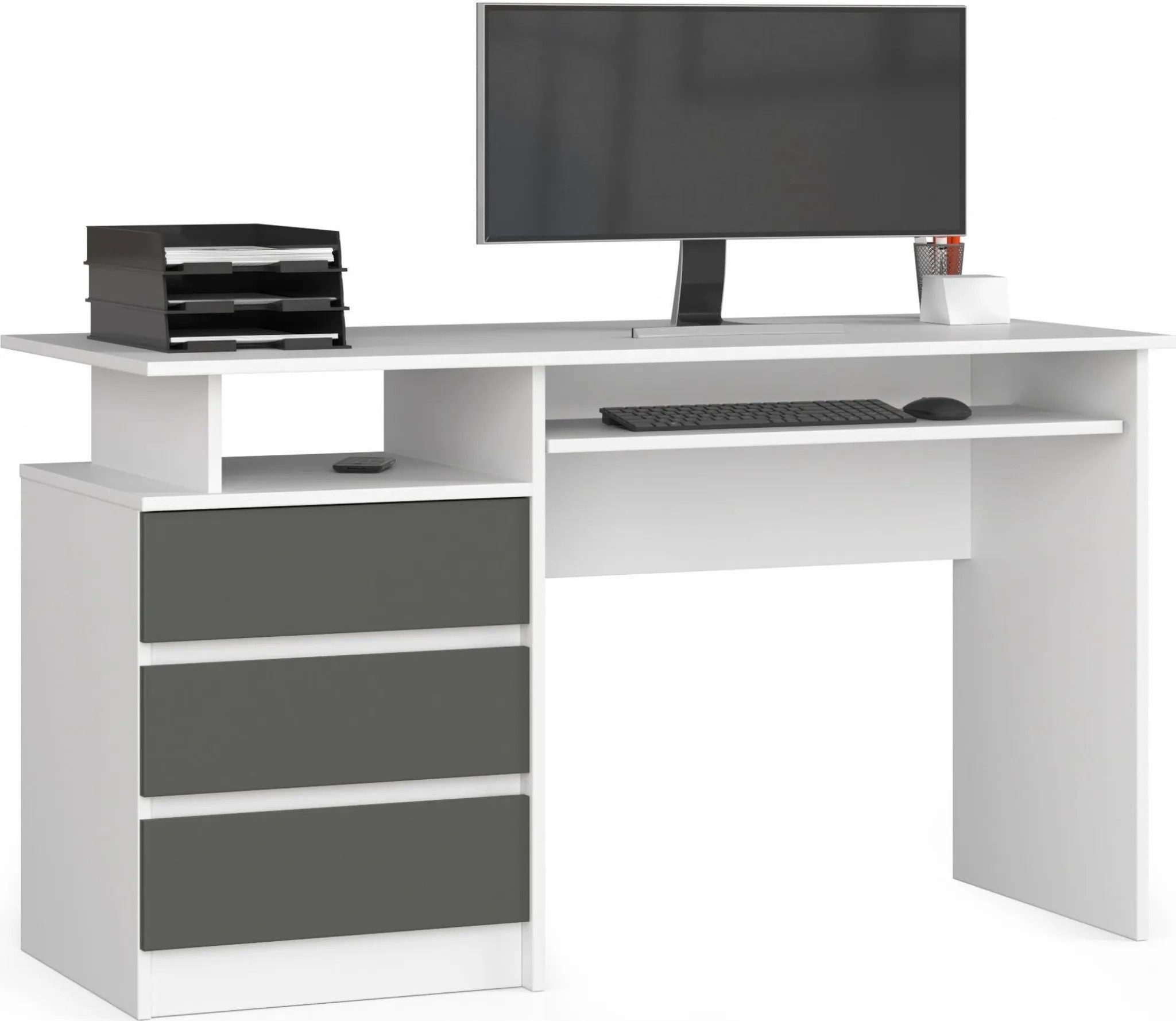 Raumhirsch Furniture Schreibtisch 135 cm Breite - Computertisch - Optimale Arbeitsfläche - Büro, Hochglänzende MDF-Oberfläche, kratzfest, einfache Montage, stylisch