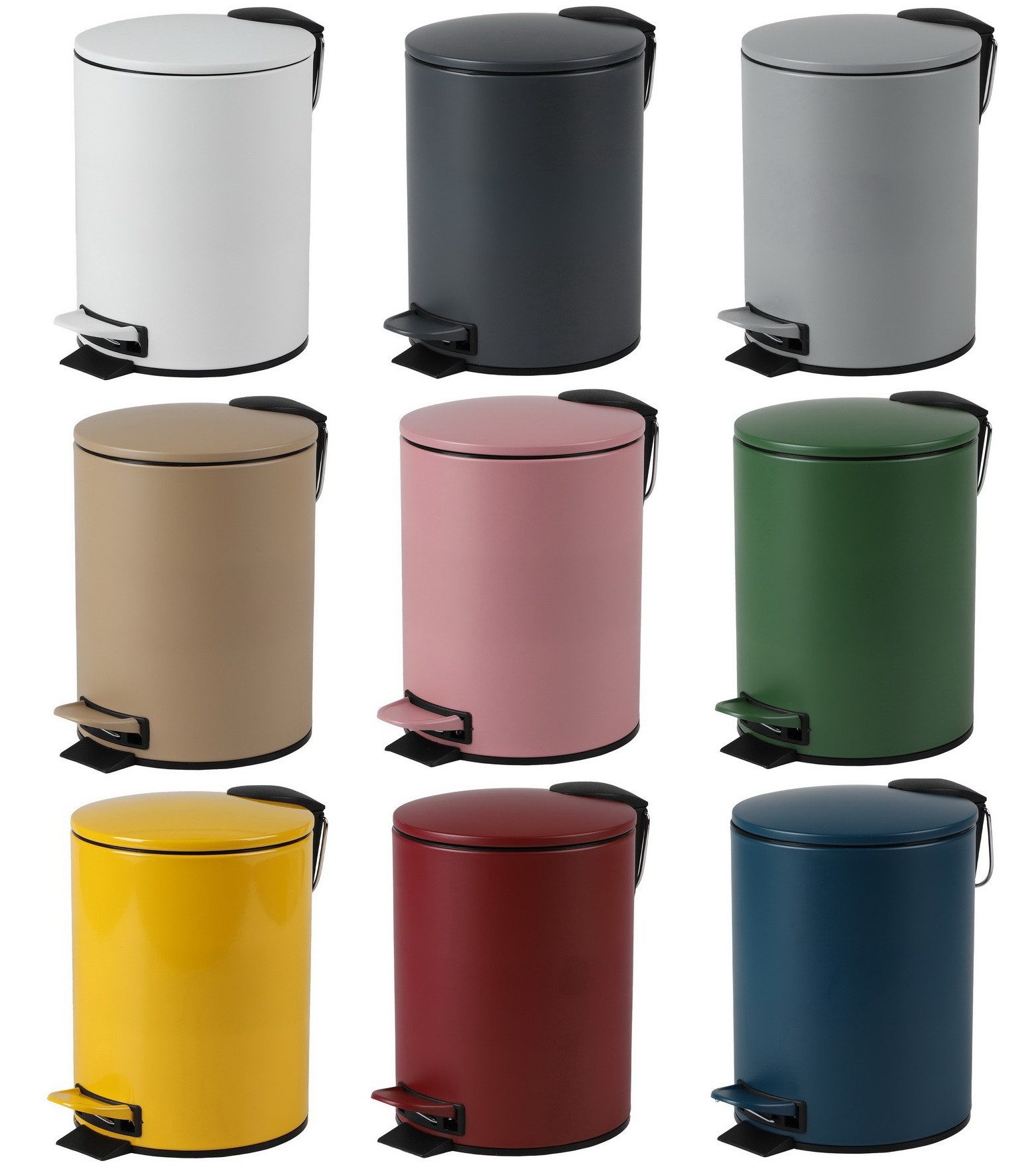 Urban Living Kosmetikeimer 3 Liter Tretmülleimer Abfalleimer Mülleimer Tretpedal Absenkautomatik, Hygienische Pedalbedienung, herausnehmbarer Eimer mit Henkel