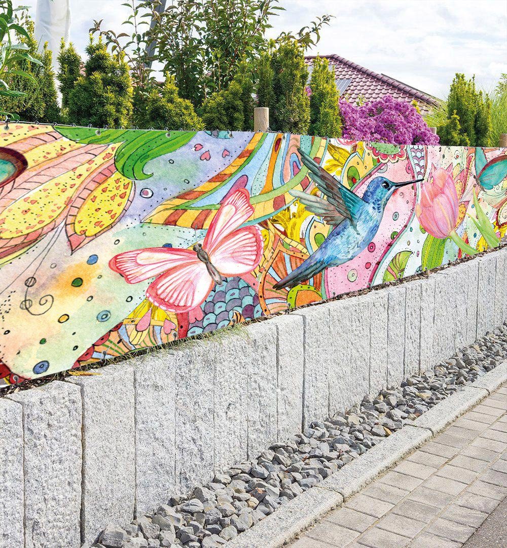 MyMaxxi Sichtschutzzaunmatten Zaunbanner Hippie Vögel Sichtschutz günstig online kaufen