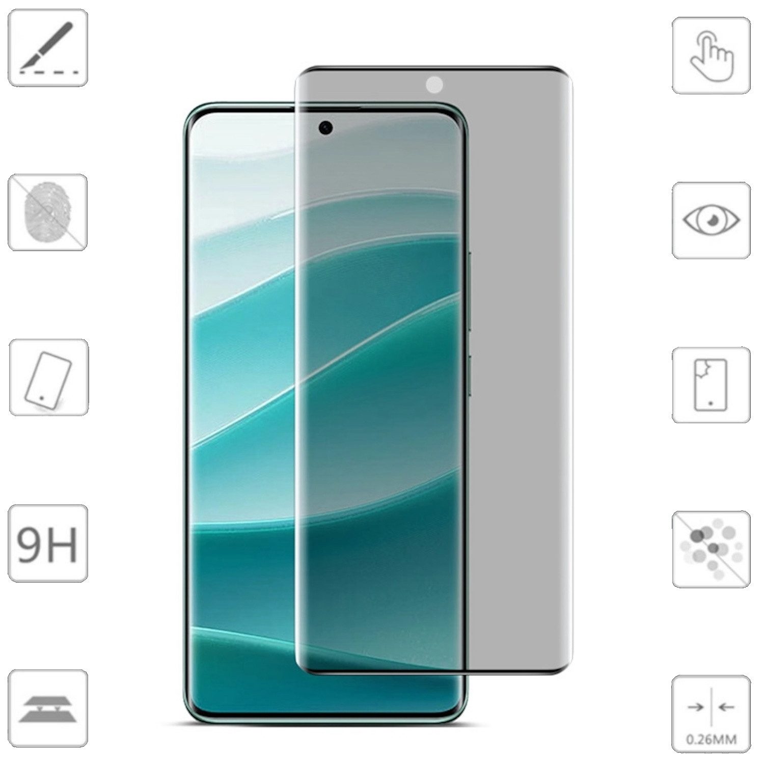 Wigento Handyhülle Für Xiaomi Redmi Note 14 Pro 5G / Pro Plus 5G 4D Privacy Curved Glas, Display Curved PRIVACY Schutz Glas