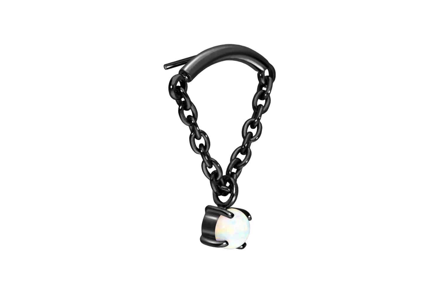 Piercing-Set Titan Aufsatz mit Push Pin BOGEN + KETTE + SYNTHETISCHER OPAL
