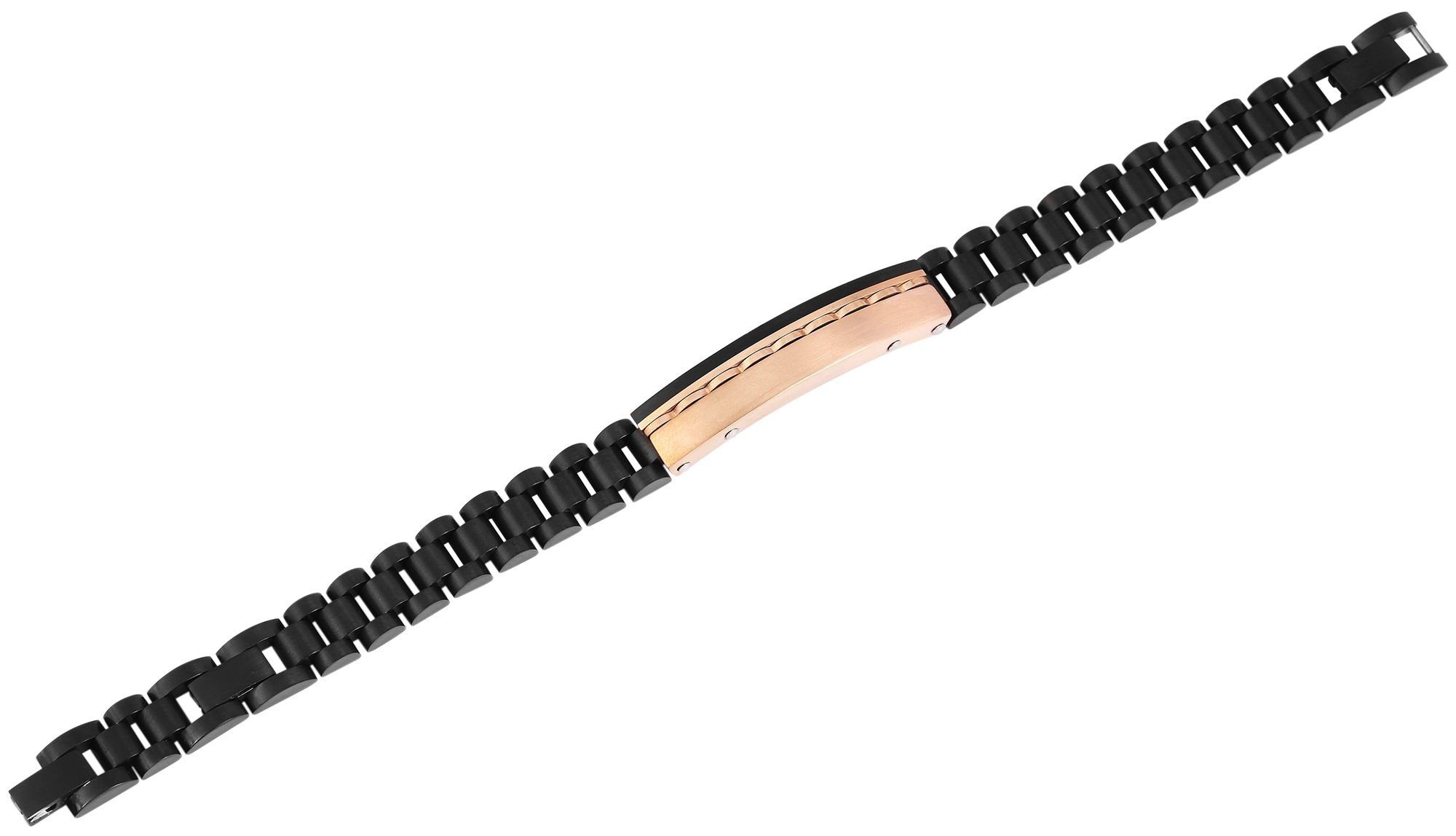 Schwarz1 Edelstahl AKZENT Armband aus Unisex mit Sebah Gravurplatte Armband (einzeln)
