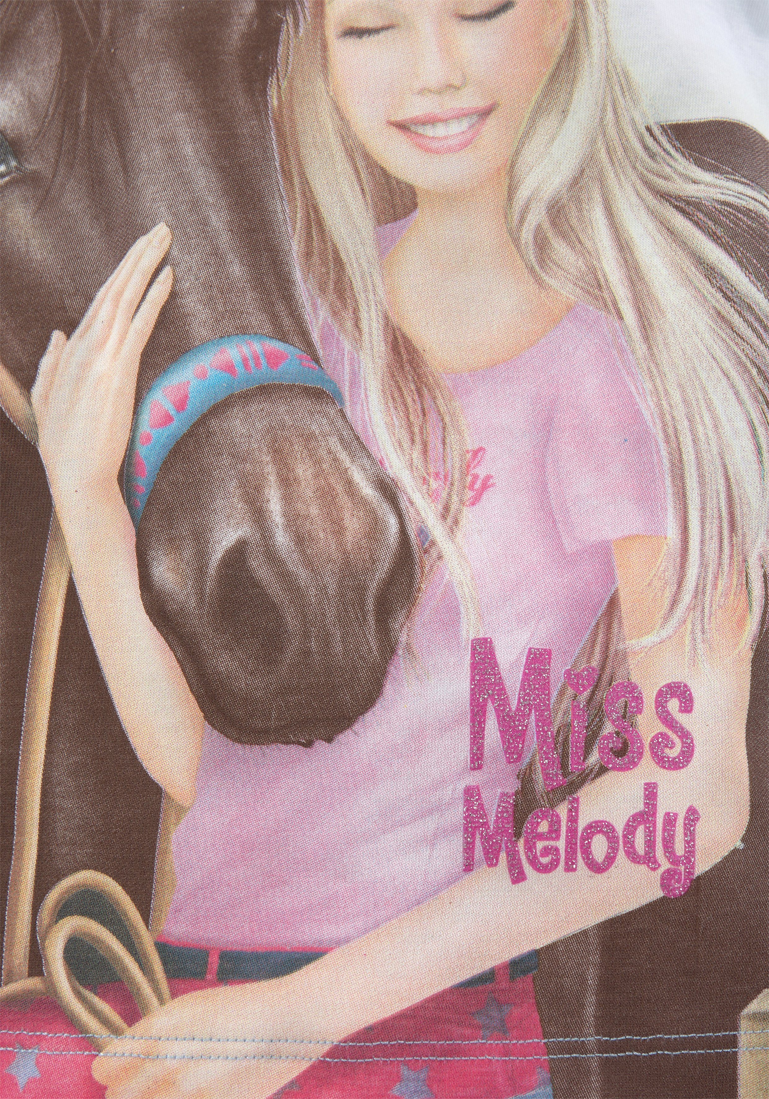 T-Shirt hellblau schönem Melody Miss Pferdemotiv mit