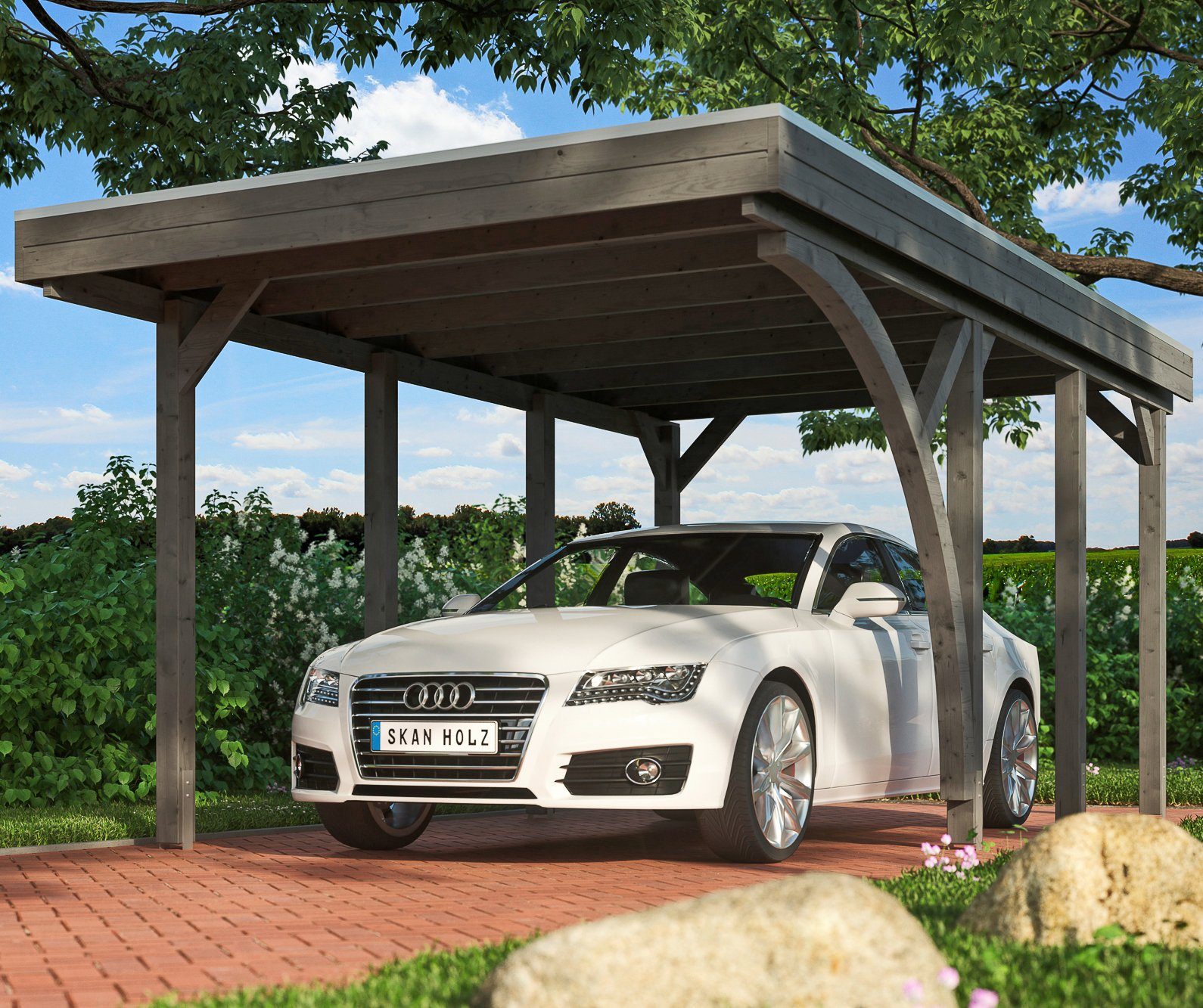 Skanholz Einzelcarport Friesland Set 5, BxT: 314x555 cm, 221 cm Einfahrtshöhe | Carports