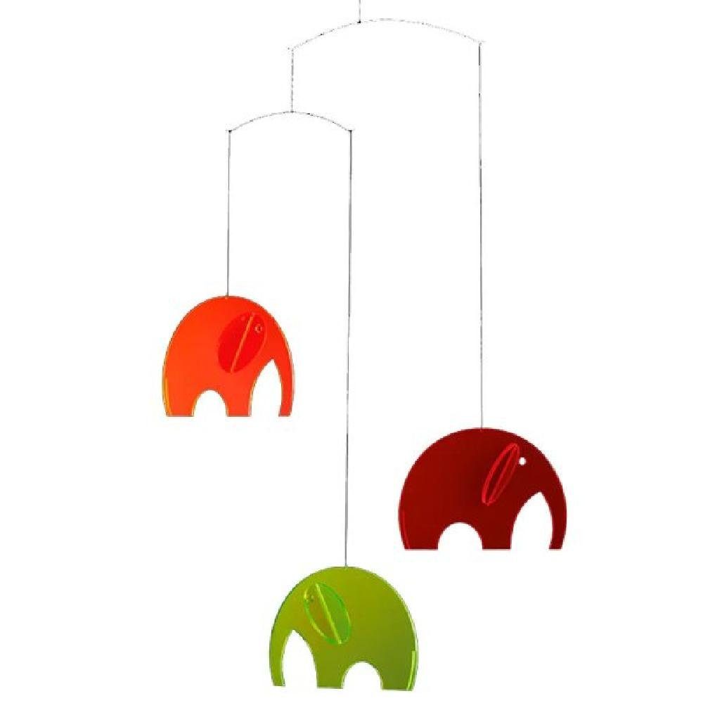 Flensted Mobiles Spiel, Mobile Elefanten Olephants Plexiglas Rot Orange Gelb