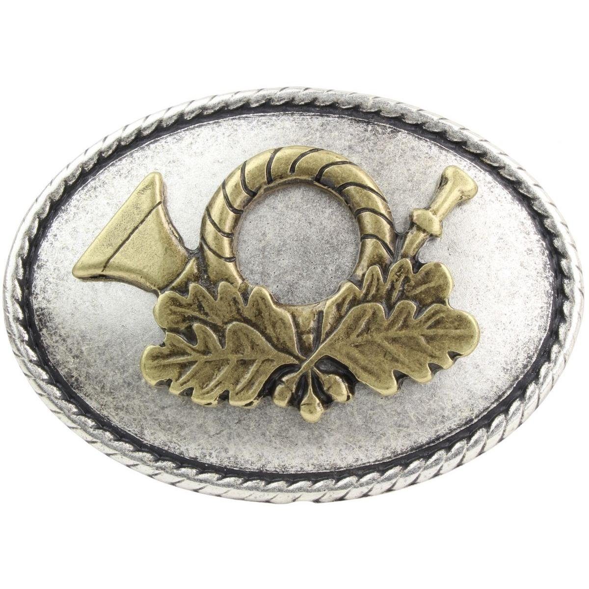 BELTINGER Gürtelschnalle Jagdhorn 4,0 cm - Buckle Wechselschließe Gürtelschließe 40mm - für Jag (1-St)