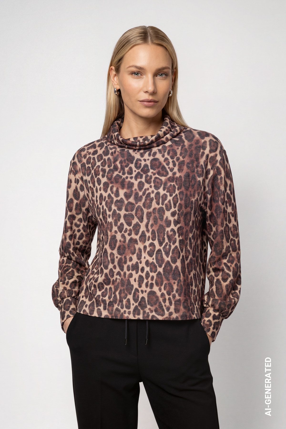 Monari Sweatshirt Sweatshirt Leo Allover Regular fit mit Rollkragen