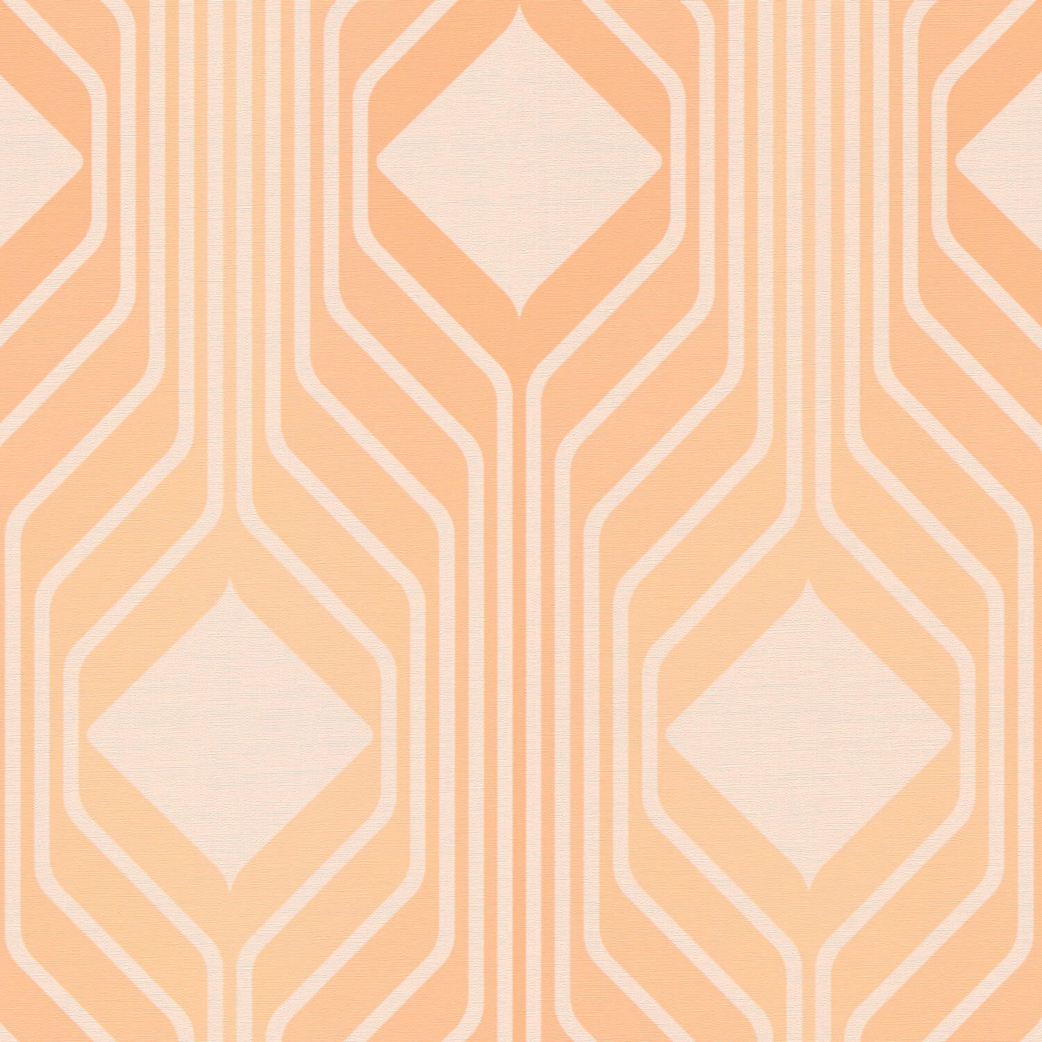 Profhome Vliestapete 395323-GU Retro Tapete geometrisch matt orange pastell-orange, geprägt, (1 Rolle, 4,51 qm), heißgeprägte Vliestapete, orange