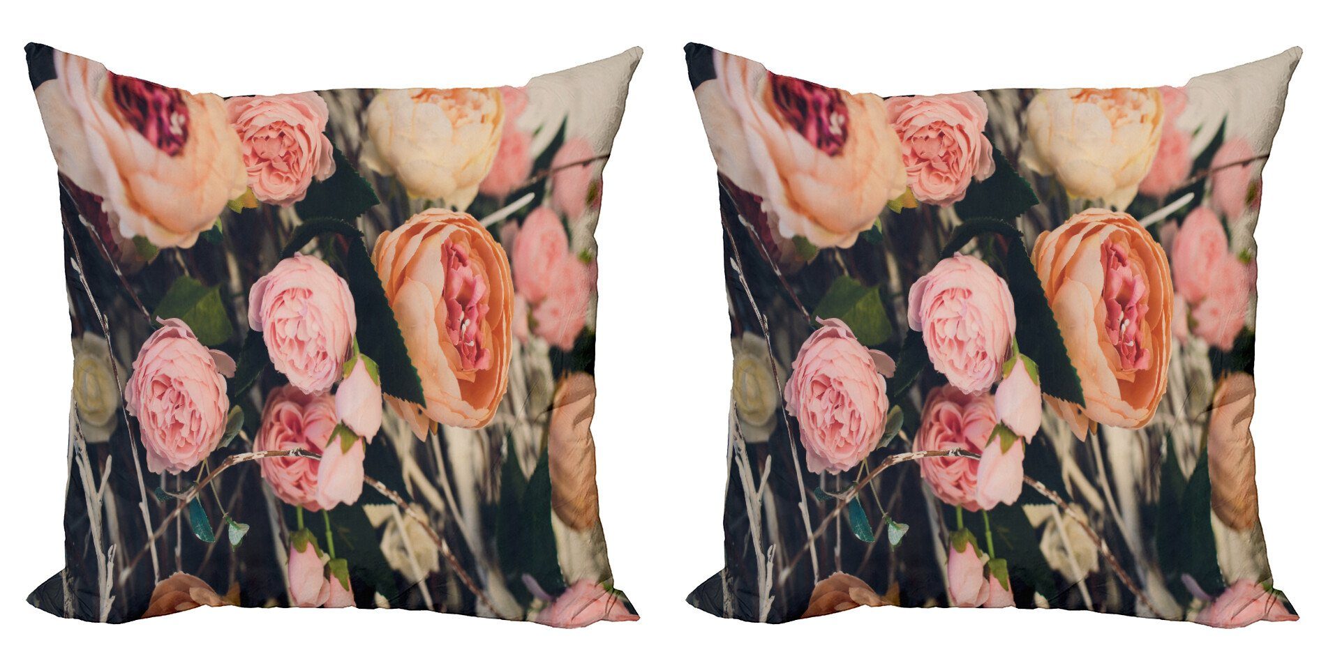 Kissenbezüge Modern Accent Doppelseitiger Digitaldruck, Abakuhaus (2 Stück), Vintage Rose Rustikaler Blumenstrauß Kunst