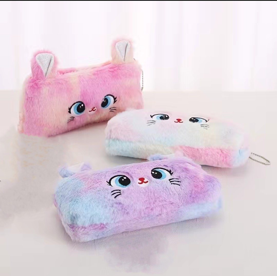 Thumbnail - Nur Online 75 Federmäppchen Plüsch Federmäppchen, Kuschelweich, Katzen Motiv, weiche Oberfläche