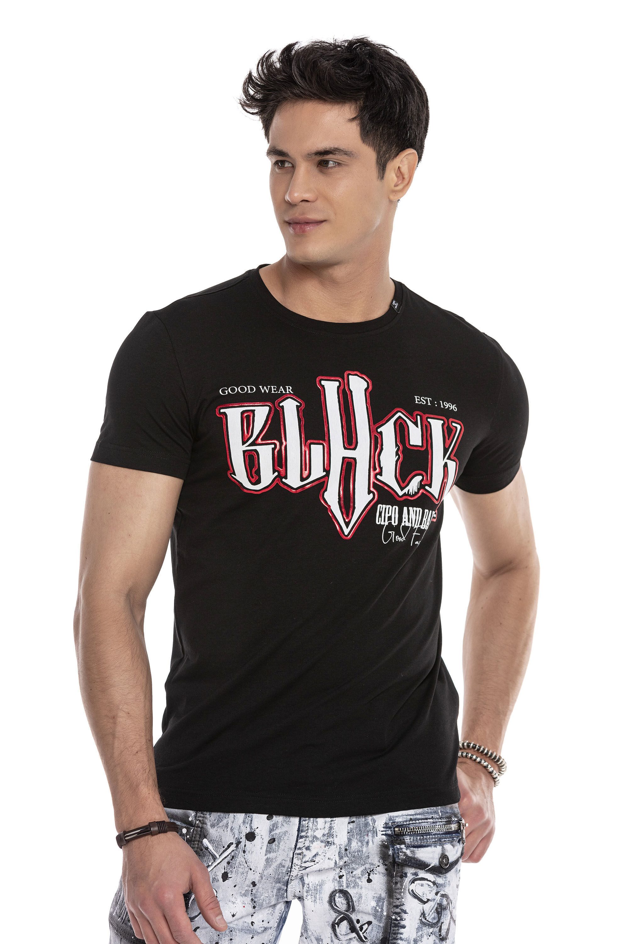Cipo & Baxx T-Shirt T-Shirt mit großem Frontprint ein Highlight