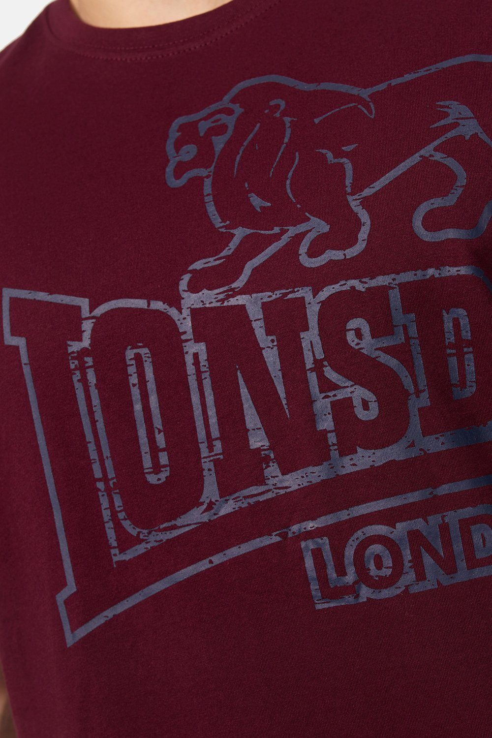 Lonsdale T-Shirt LANGSETT Oxblood Vintage