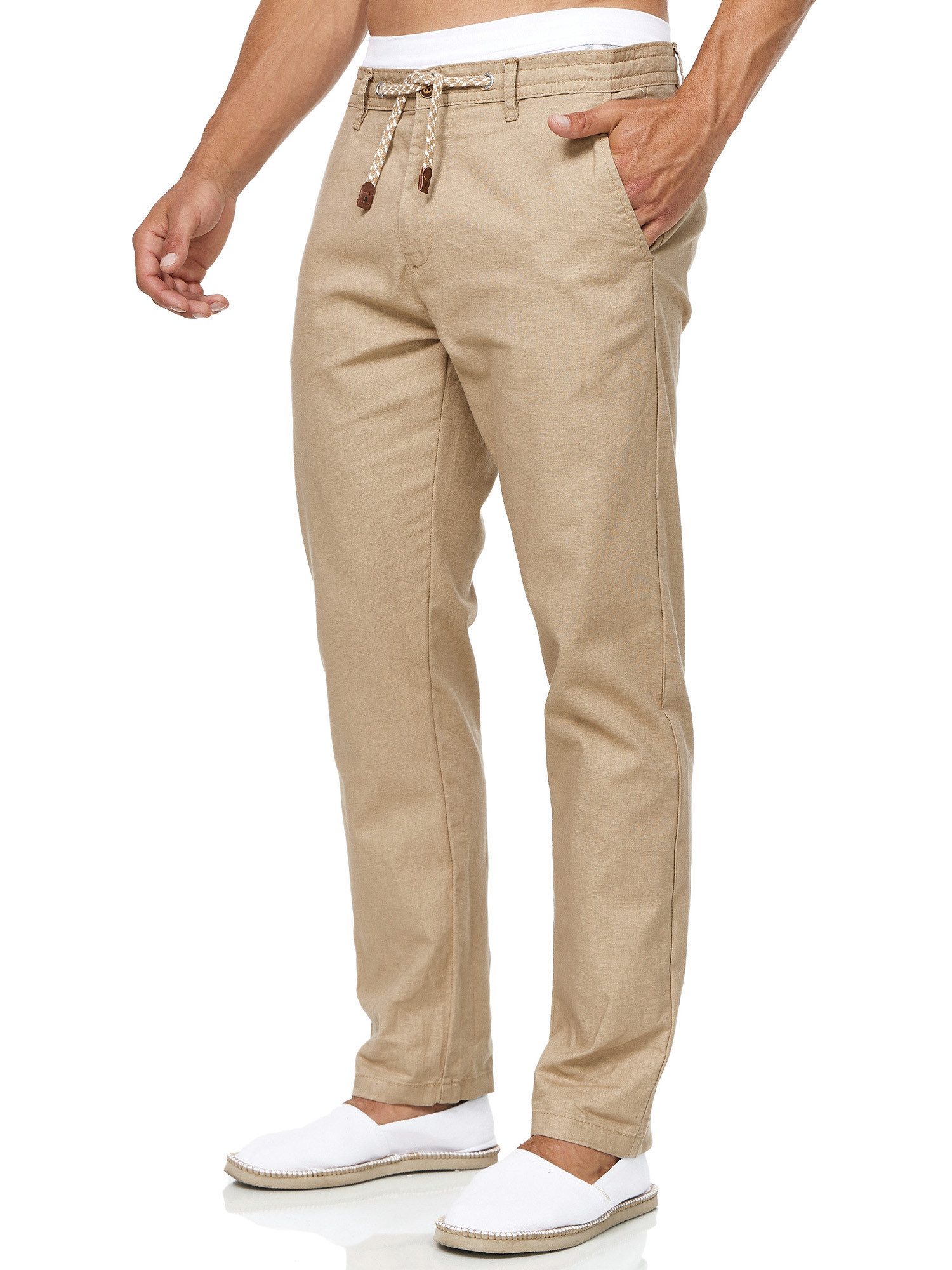 Indicode Leinenhose Herren Veneto Sommerhose Leinen Herrenhose leichte Sommerhose mit Kordelzug