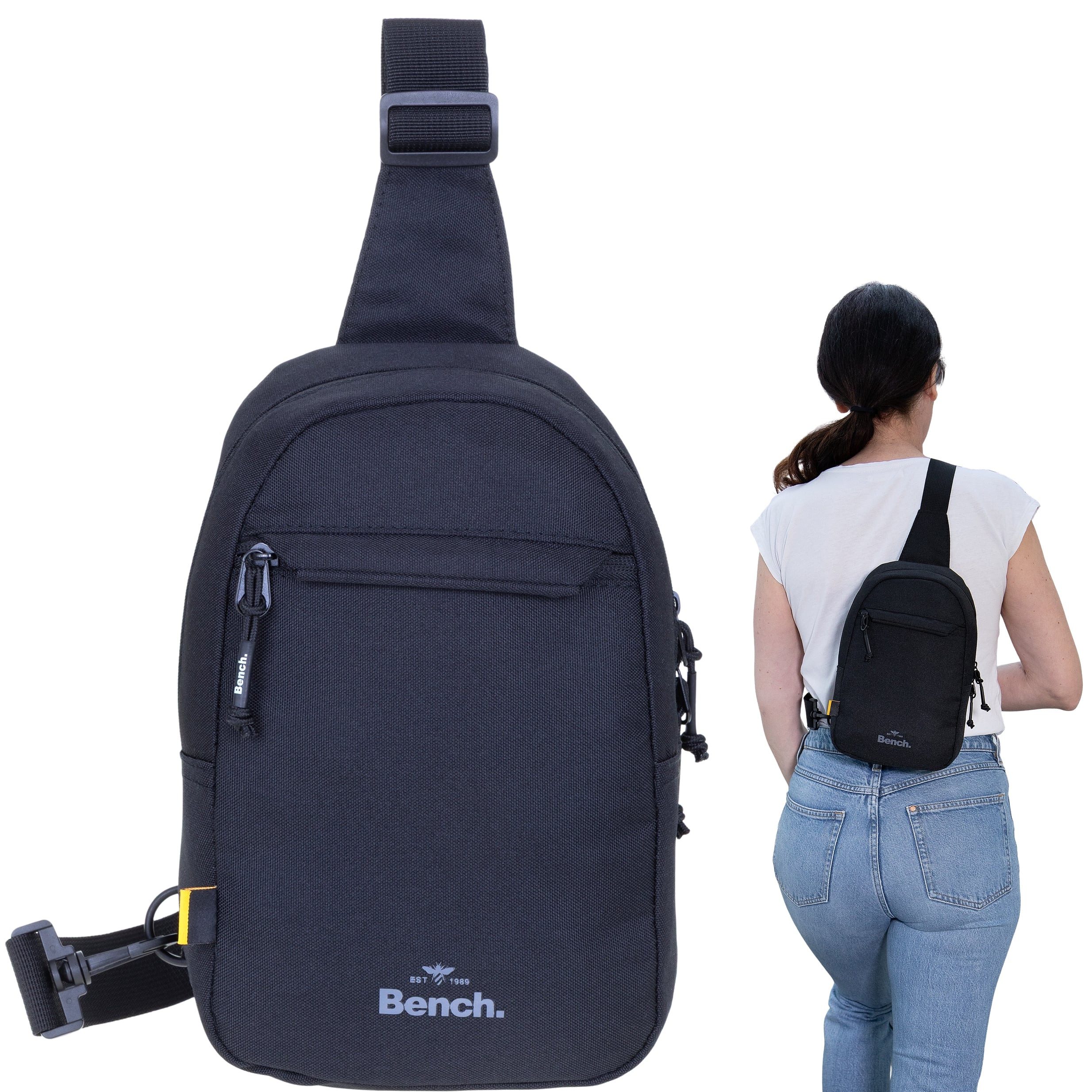 Bench. Umhängetasche Rucksack Crossbody Sling Bag Damen Herren klein, Fahrrad Tasche Konzert Festival Bag Umhängetasche + Etui