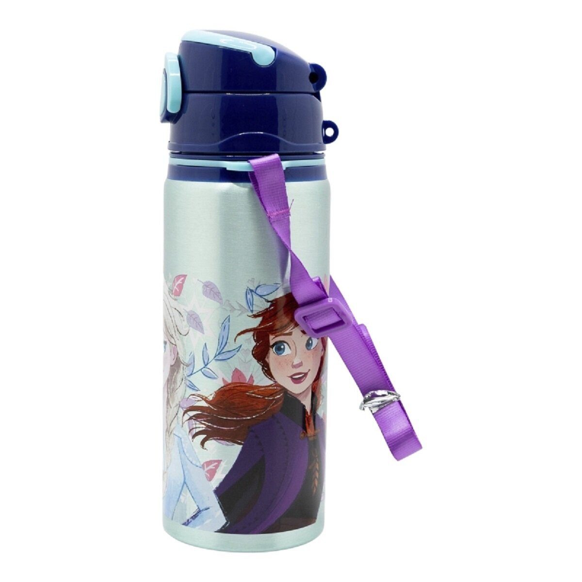 Disney Trinkflasche Disney Frozen Aluminium Trinkflasche 730ml mit Strohhalm & Tragegurt