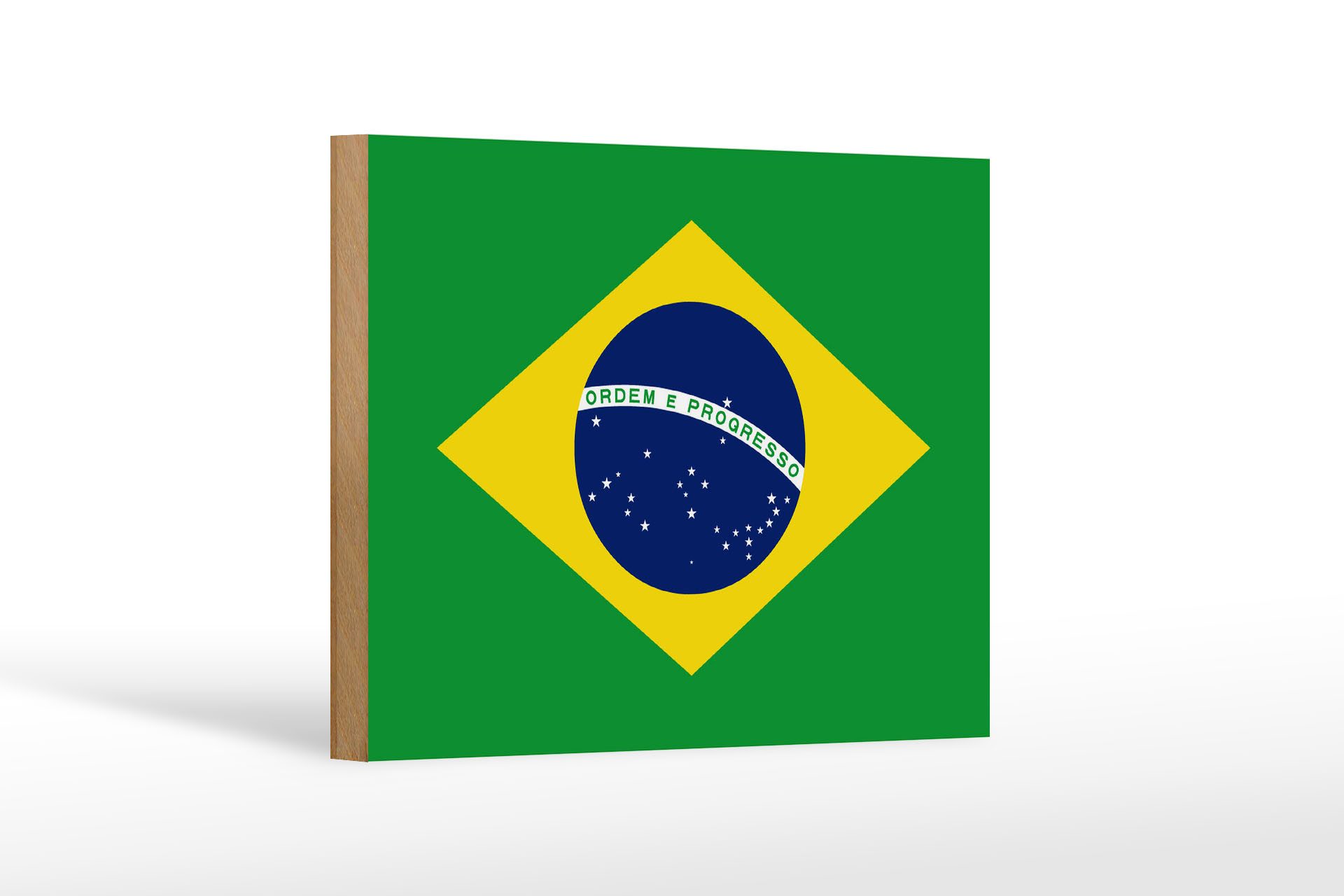 Femer GmbH Holzbild Flagge Brasiliens 18x12 cm Flag of Brazil, Flaggen (1 St), Glatte Holzfaserplatte (MDF), vorn beschichtet