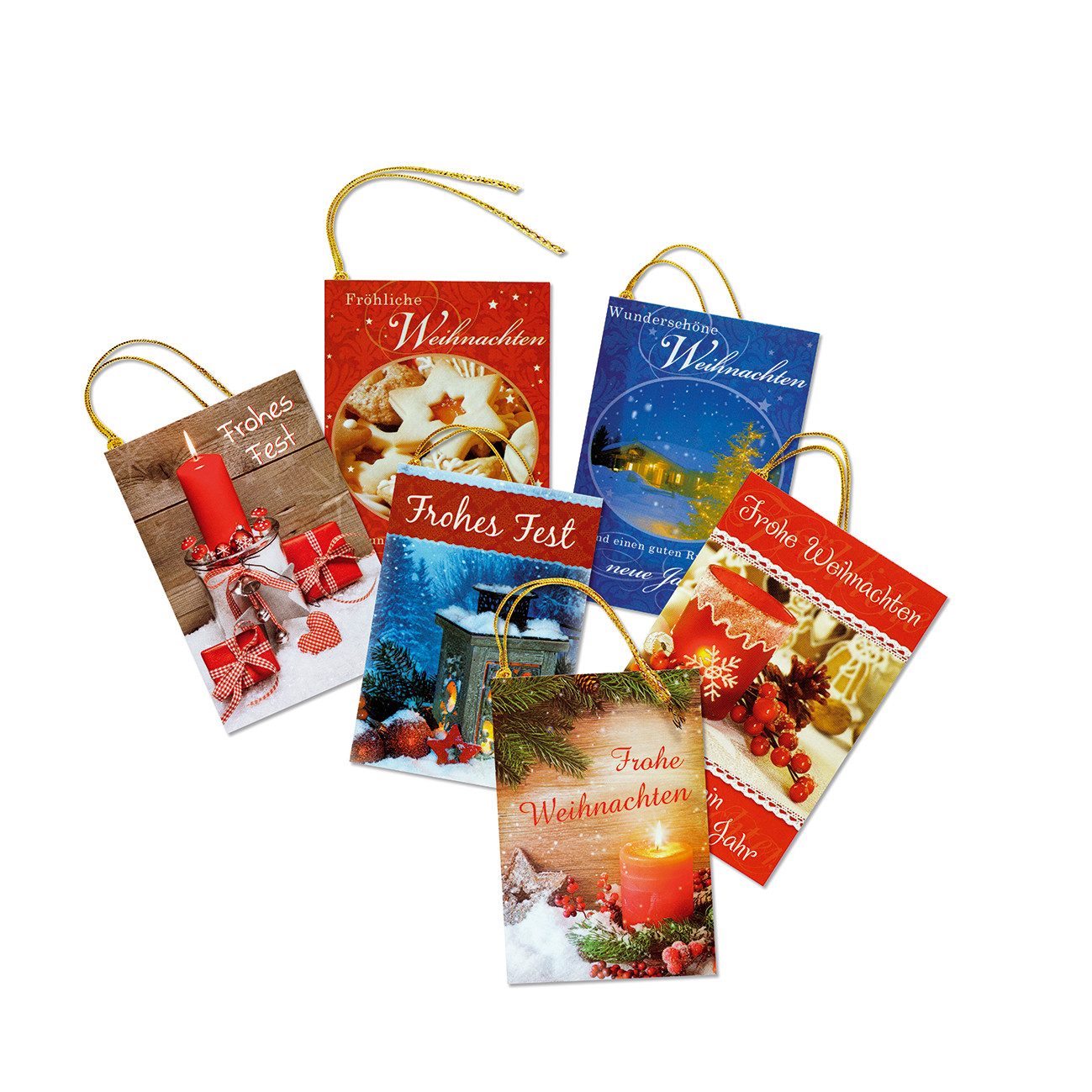 Perleberg Grußkarten Weihnachten Geschenkanhänger Mehrstückpackung 6 hochwertige Anhänge