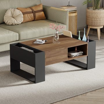 ROYGBIV Couchtisch Wohnzimmertisch,Coffee Table mit schublade und offener Stauraum, Wohnzimmer tisch für couch, Sofatisch holz industrial style106*60*40cm