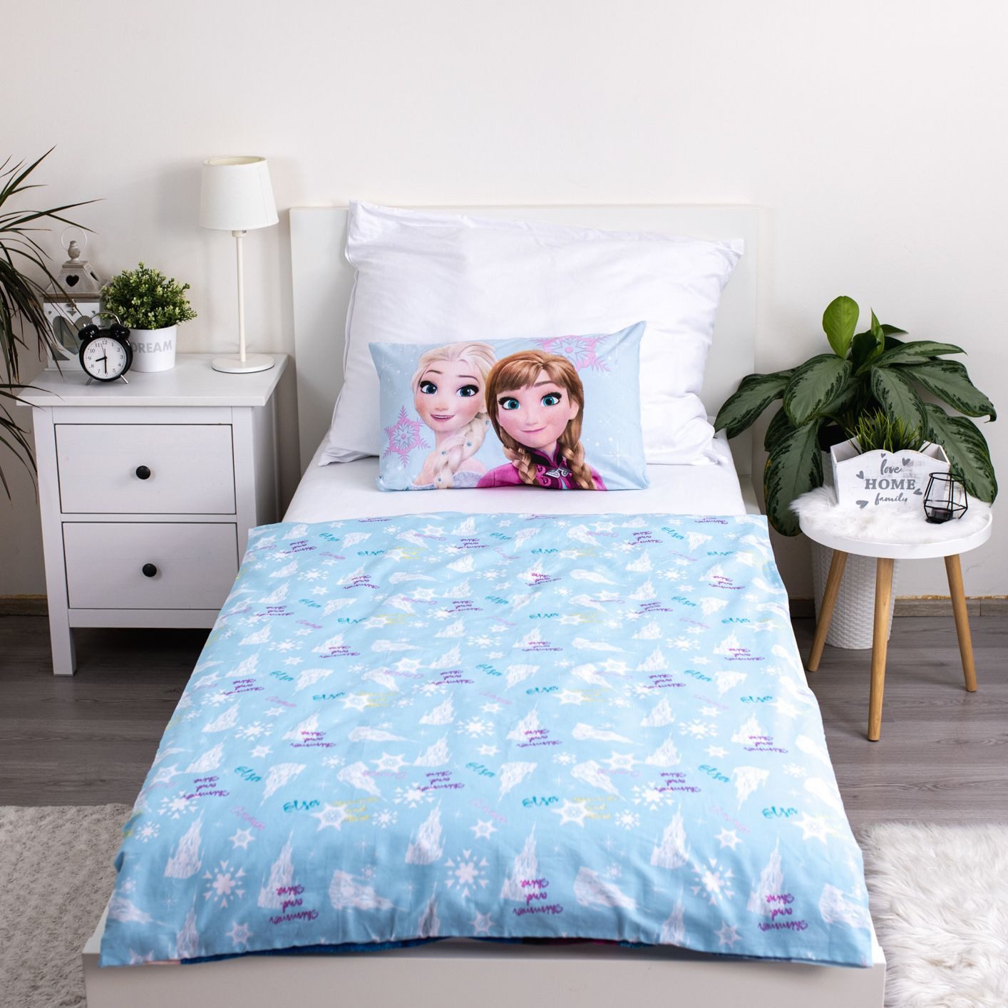 Disney Frozen Kinderbettwäsche Wendebettwäsche Disney Frozen Anna und Elsa 2tlg. 100x135 + 40x60cm, Baumwolle, 2 teilig