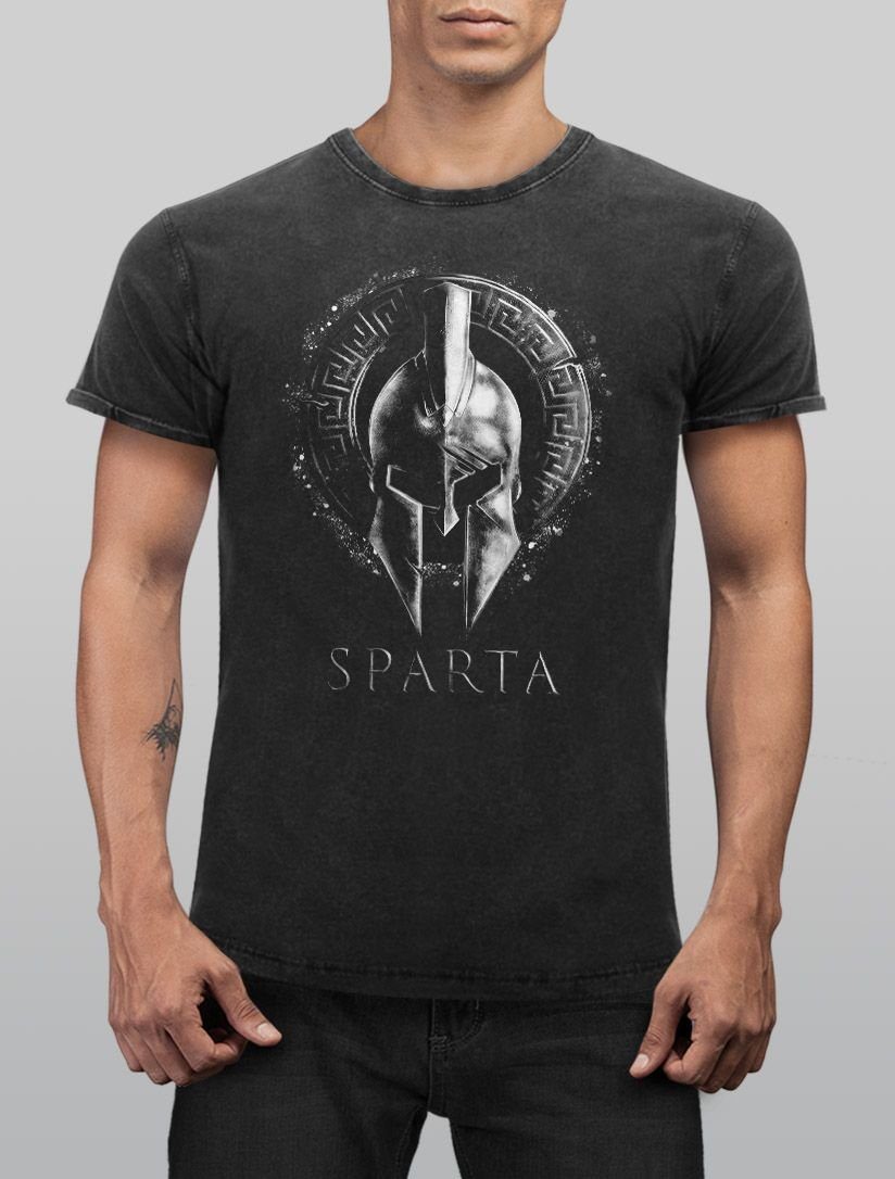 Neverless Print-Shirt Herren Vintage Shirt Aufdruck Sparta Helm Krieger War günstig online kaufen