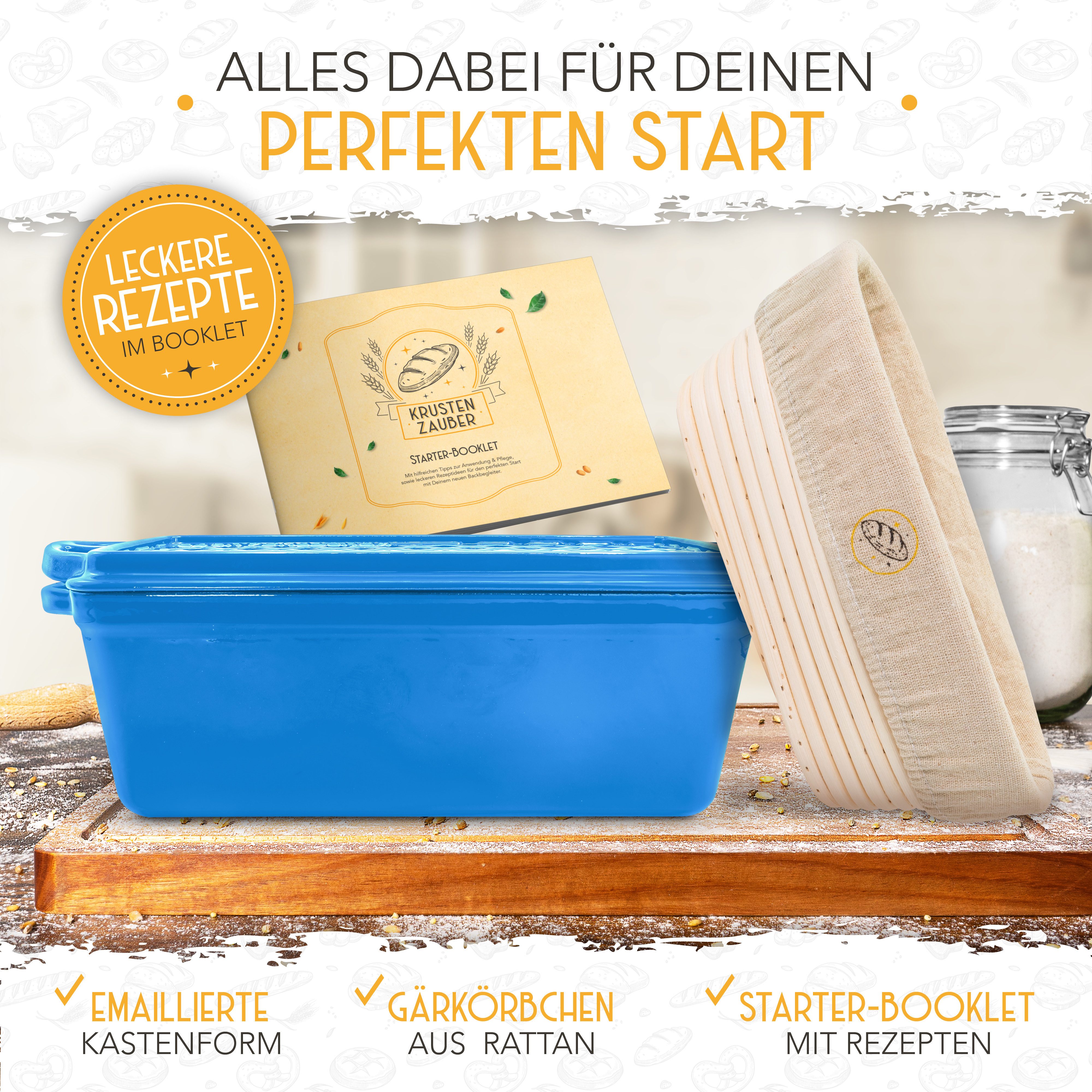 Krustenzauber Brotbackform Brotbackform Gusseisen Topf Brot Backen [inkl. Gärkorb]