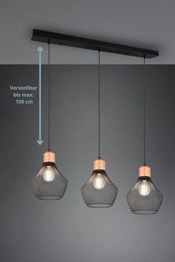 lightling Pendelleuchte Valentina, ohne Leuchtmittel, moderne Korblampe mit Schirmen aus Drahtgeflecht und Holzelementen