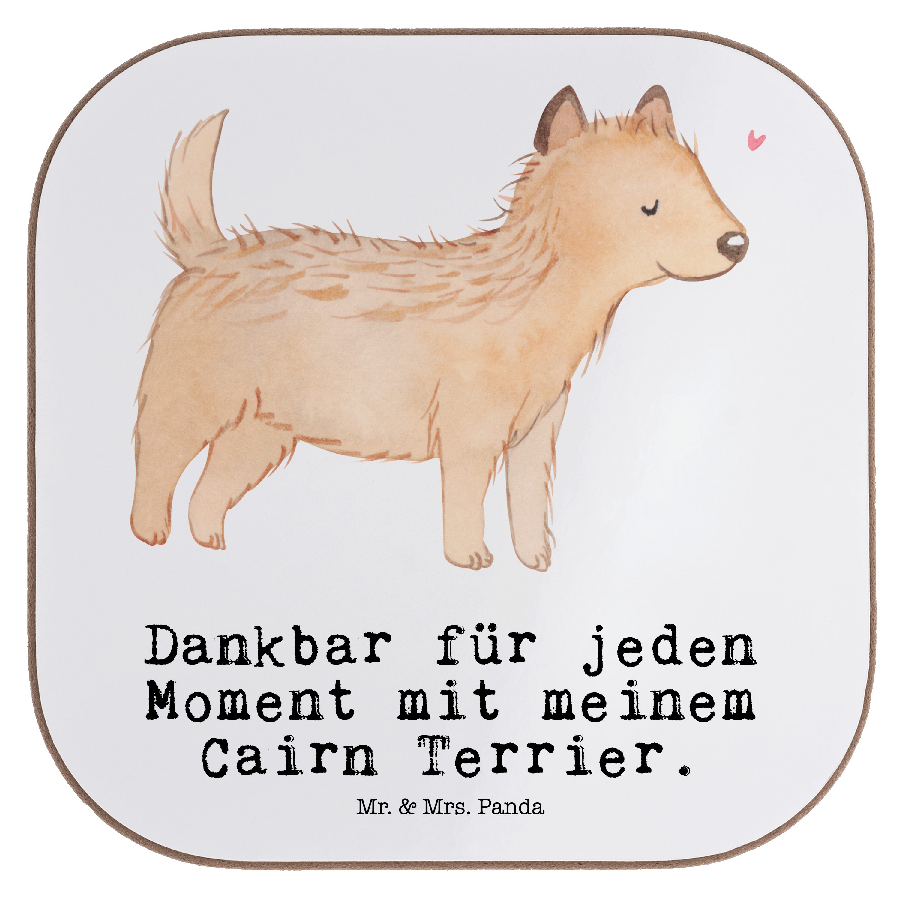 Mr. & Mrs. Panda Getränkeuntersetzer Cairn Terrier Moment - Weiß - Geschenk, Tierfreund, Bierdeckel, Glasu, 1-tlg.