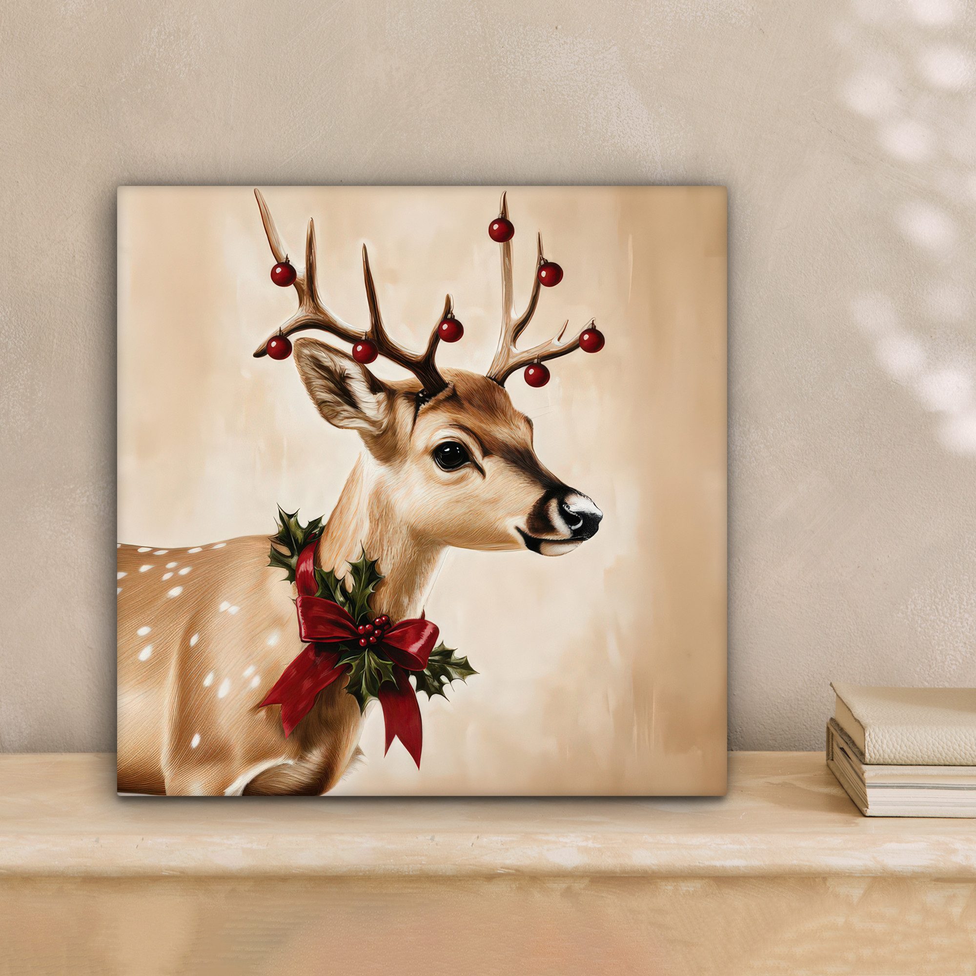 OneMillionCanvasses® Leinwandbild Geweih - Weihnachten - Rentier - Rot, Fot günstig online kaufen