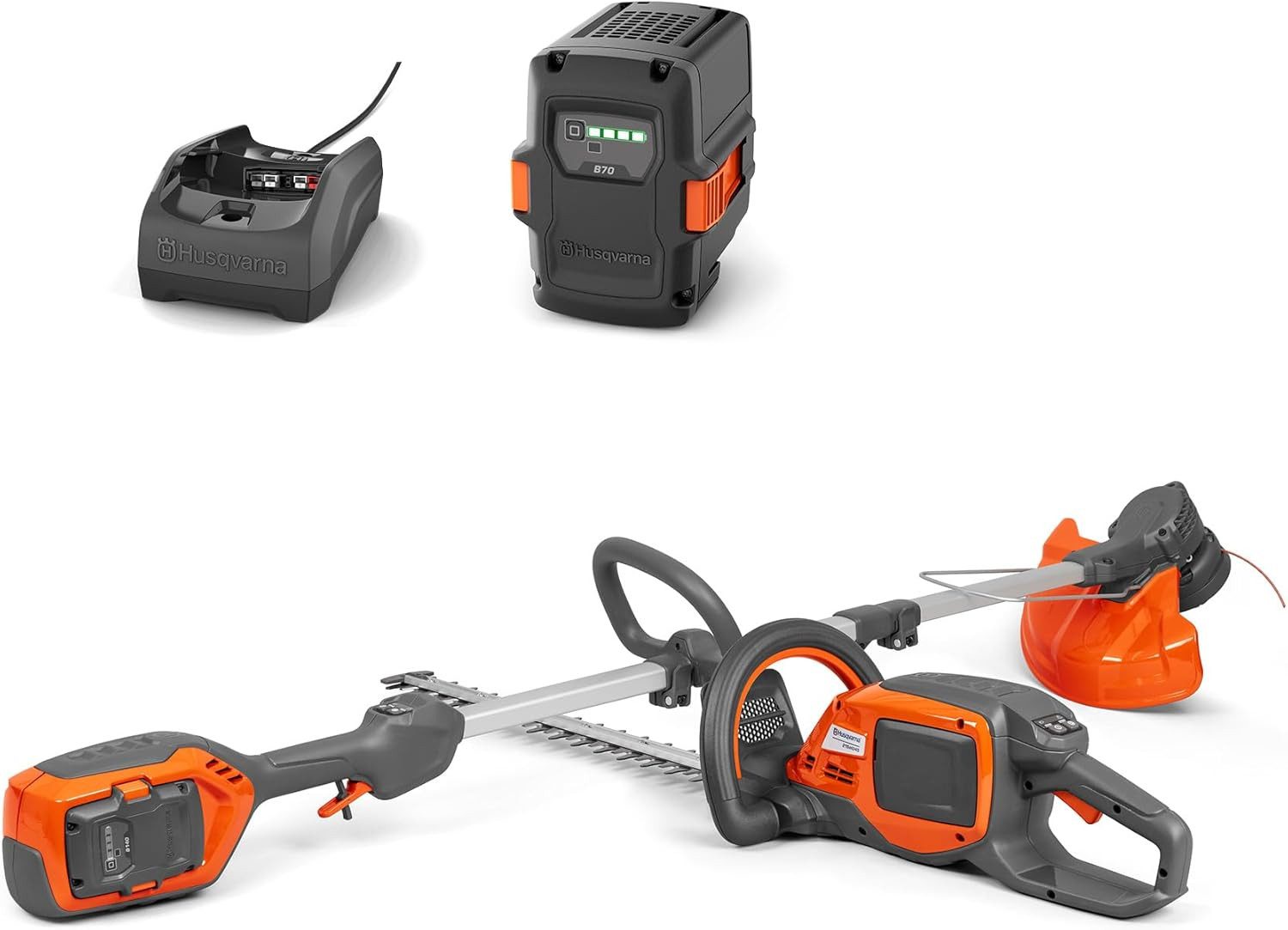Husqvarna Akku-Rasentrimmer, inkl. 40-B70 Akku & 40-C80 Ladegerät. Praktisches Set mit