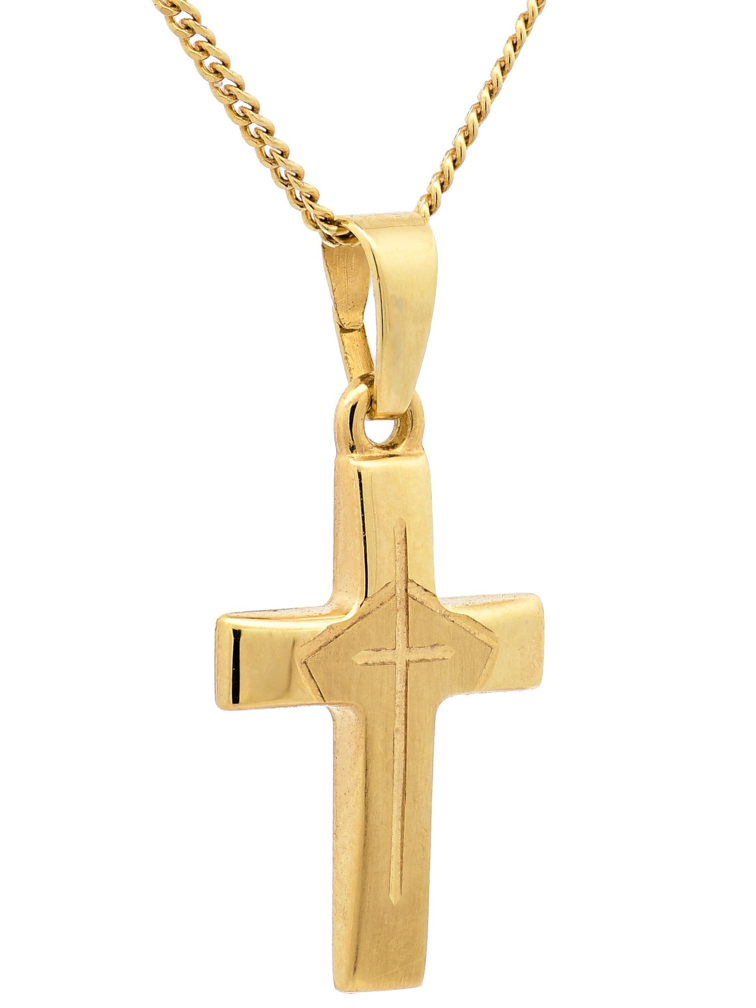 HOPLO Kreuzanhänger Gold Anhänger Kreuz mit Goldkette massiv 585 - 14 Karat günstig online kaufen
