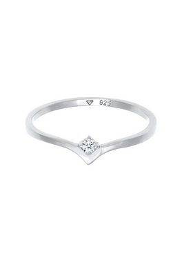 Elli DIAMONDS Verlobungsring Solitär Diamant (0.03 ct) V-Form 925 Silber
