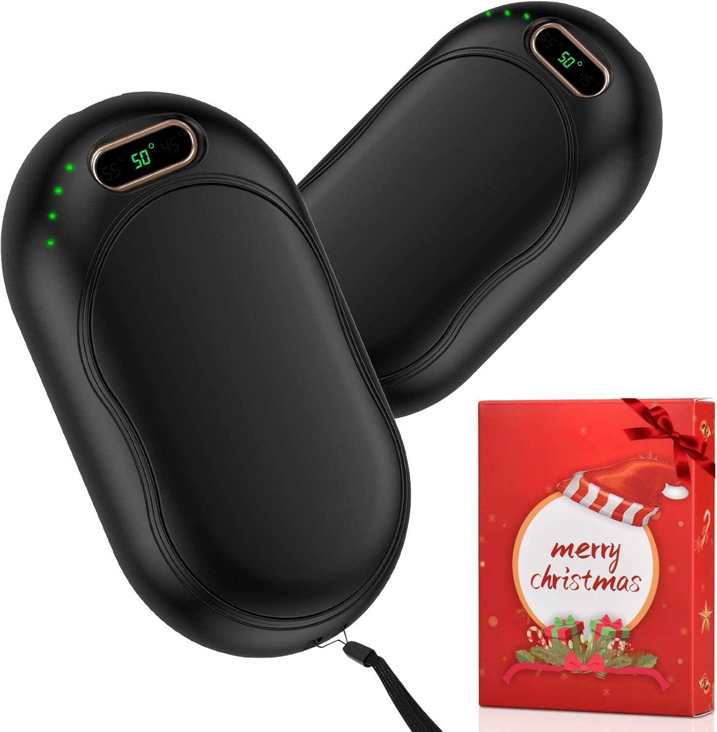 LIUWID Handwärmer Elektrischer Handwärmer magnetisch 5000mAh USB-C 3 Stufen Set, 2er Set magnetische Handwärmer wiederaufladbar USB-C kompakt, 2 Handwärmer magnetisch 5000mAh USB-C wiederaufladbar Set, Magnetisch trennbar 3 Heizstufen USB-C kompakt wieder