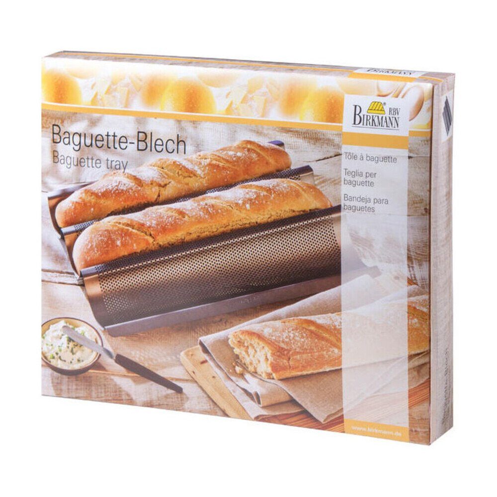 RBV Birkmann Baguetteblech Baguette-Blech 38x29 cm Laib & Seele anthrazit, Perforierter Karbonstahl mit exzellenter Marken-Antihaftbeschichtung, (1-St), Baguett – Bild 3 von 5