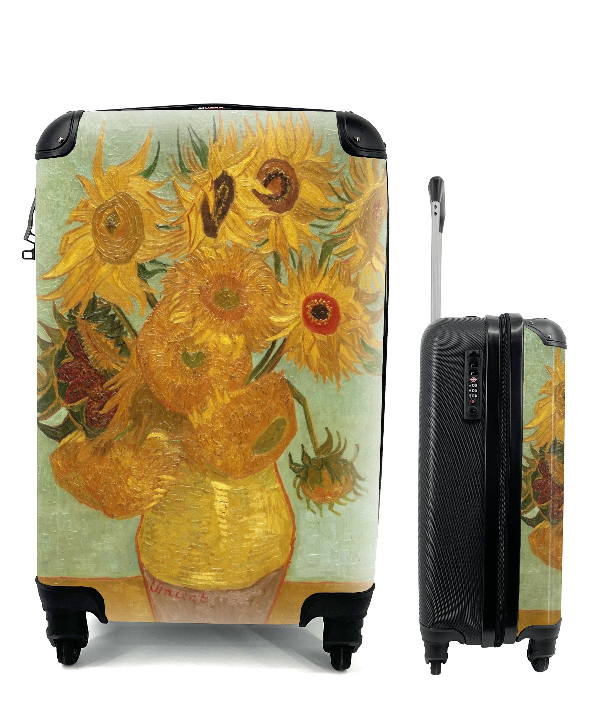 Sonnenblumen Handgepäckkoffer van Reisetasche Vincent Rollen, Ferien, Gogh, - 4 MuchoWow mit Handgepäck für rollen, Reisekoffer Trolley,