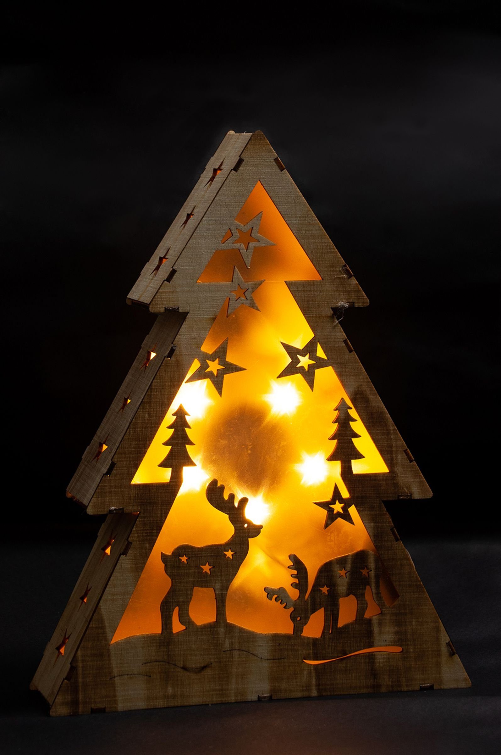 Hölzerner Weihnachtsdeko Gravidus LED Weihnachtsbeleuchtung Weihnachtsbaum Dekobaum