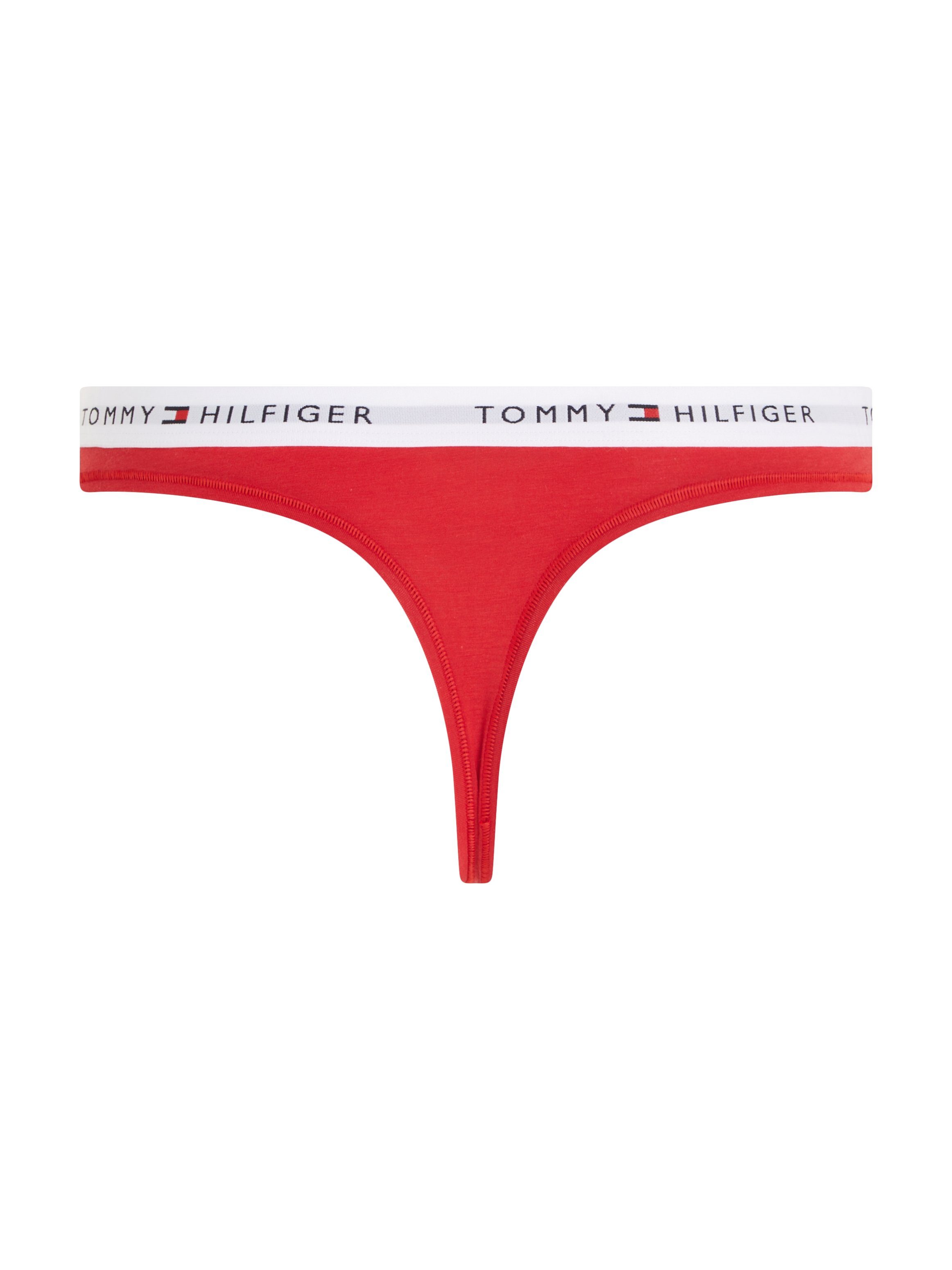 Tommy mit dem Primary Logo Taillenbund Hilfiger auf Underwear T-String Red