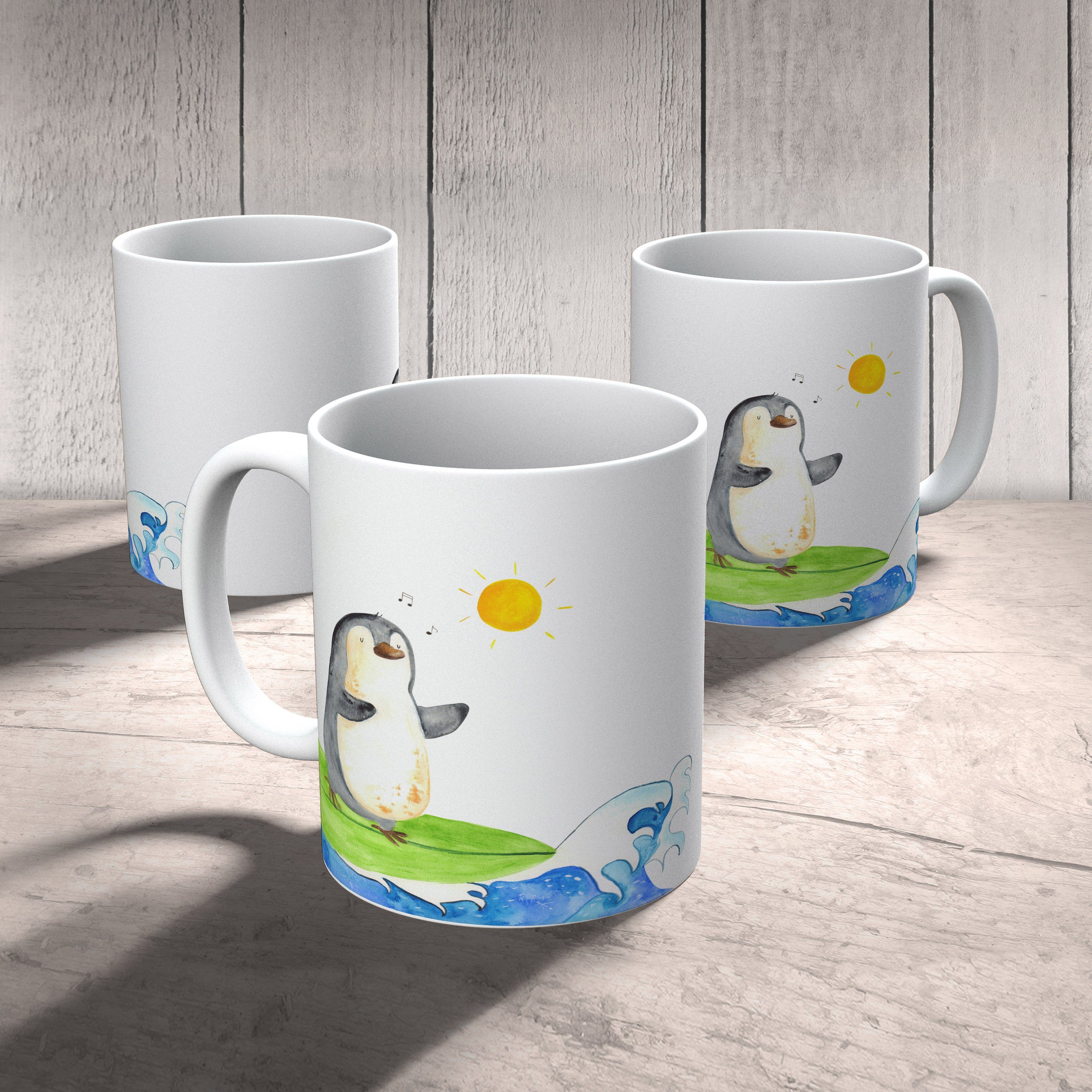 - Tasse, Keramik Geschenk Mrs. Mr. Tasse Weiß & Surfer Pinguin T, surfen, Geschenk, Panda Pinguine, -