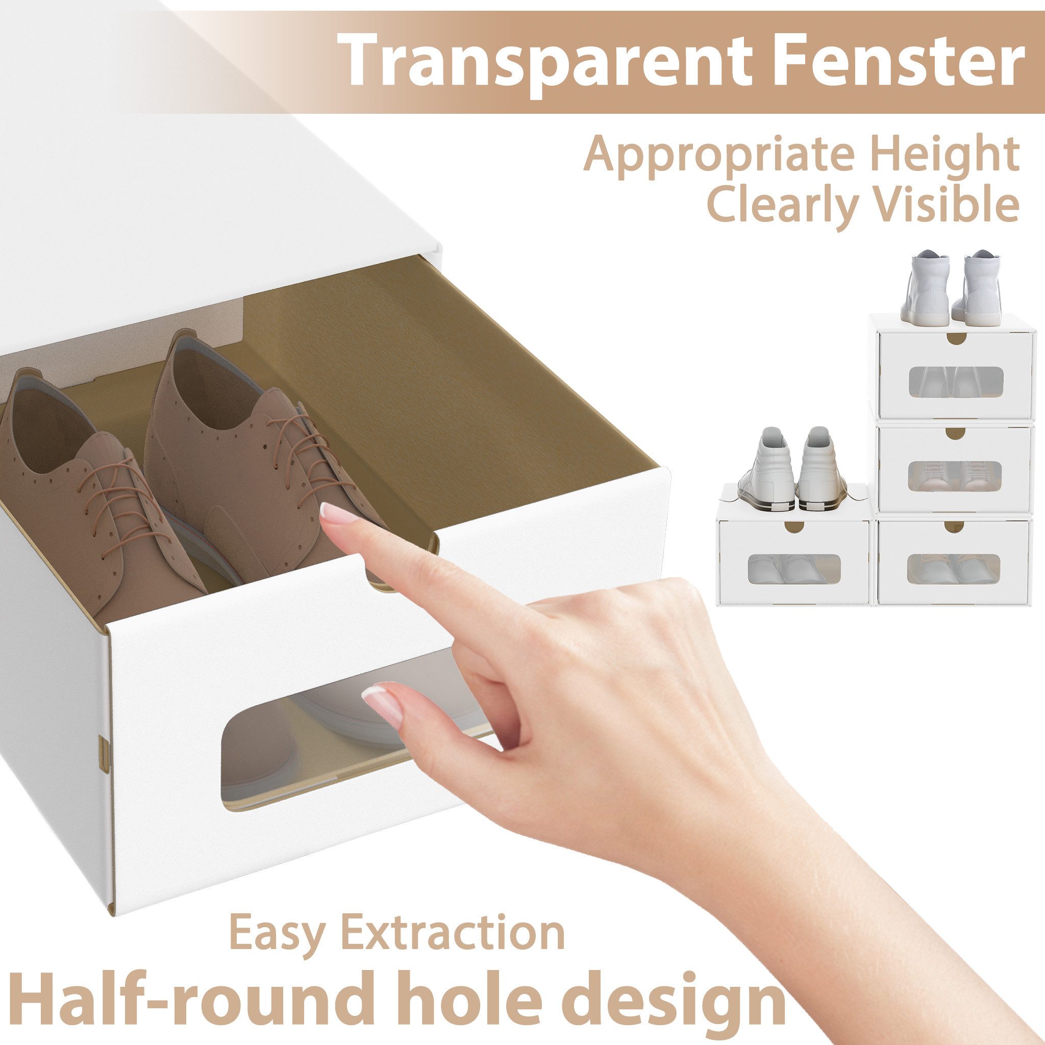 FIVMEN Schuhbox Stapelbar Schuhboxen mit Deckel & Transparent Sichtfenster Praktische (10 St), Stauraum Organizer für Schuhe – Bild 5 von 5