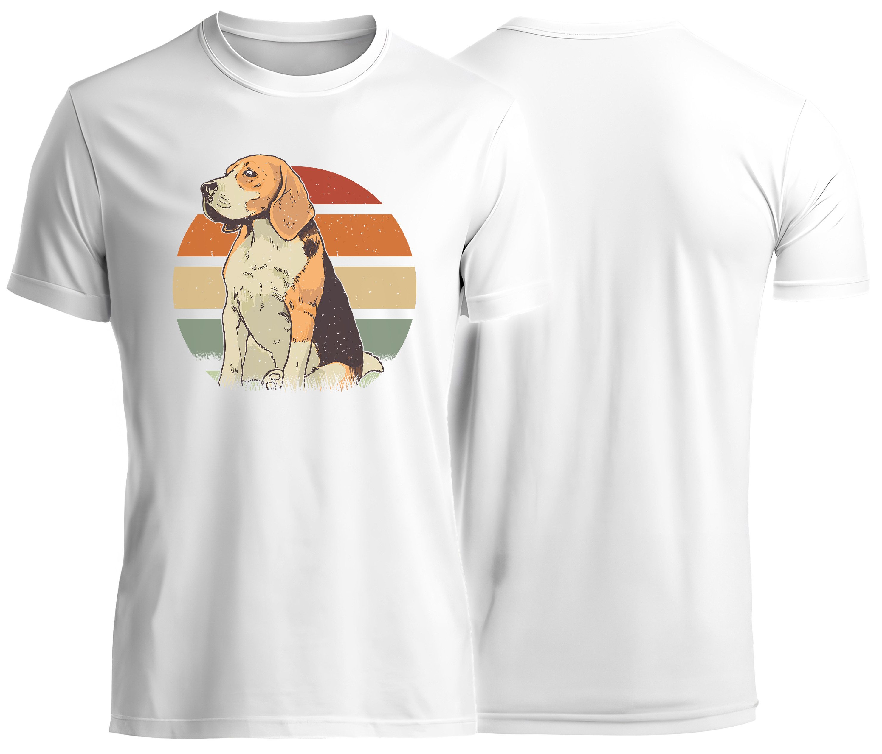 MyDesign24 T-Shirt Hunde print Shirt Beagle Hunde T-Shirt weiss kurzarm Regular Fit i217