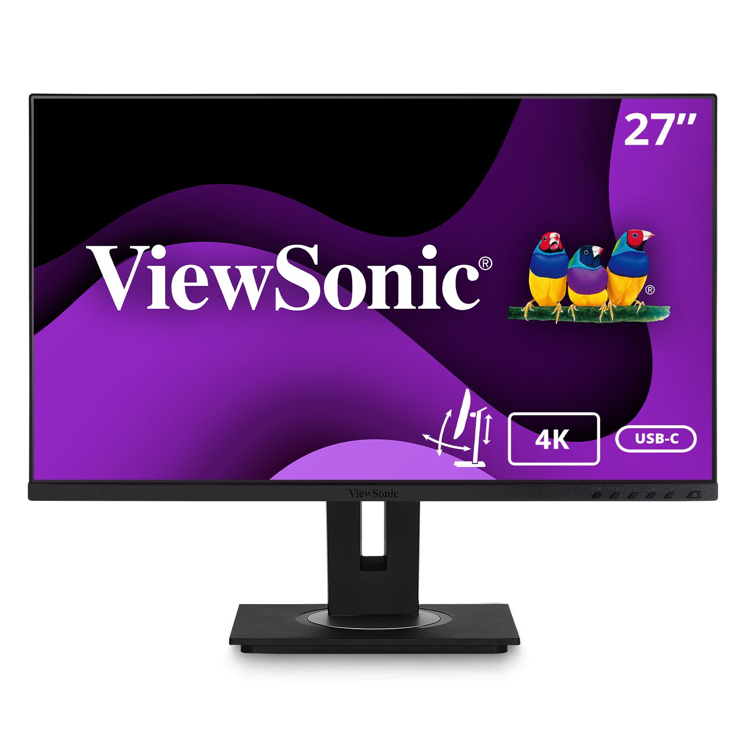 Viewsonic VG2756-4K 68,6cm 27Zoll 16:9 UHD 3840x2160 Frameless SuperClear IPS LE TFT-Monitor (3840 x 2160 px, 4K Ultra HD, 5 ms Reaktionszeit, 75 Hz, IPS, Lautsprecher, Pivot, Höhenverstellbar)