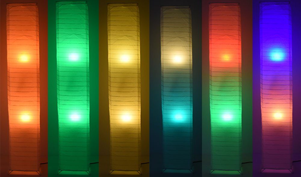 Ess Schlaf Lampe etc-shop LED Stehlampe, Wohn Warmweiß, Decken Papier Fluter Steh Fernbedienung Leuchtmittel Farbwechsel, Zimmer inklusive,